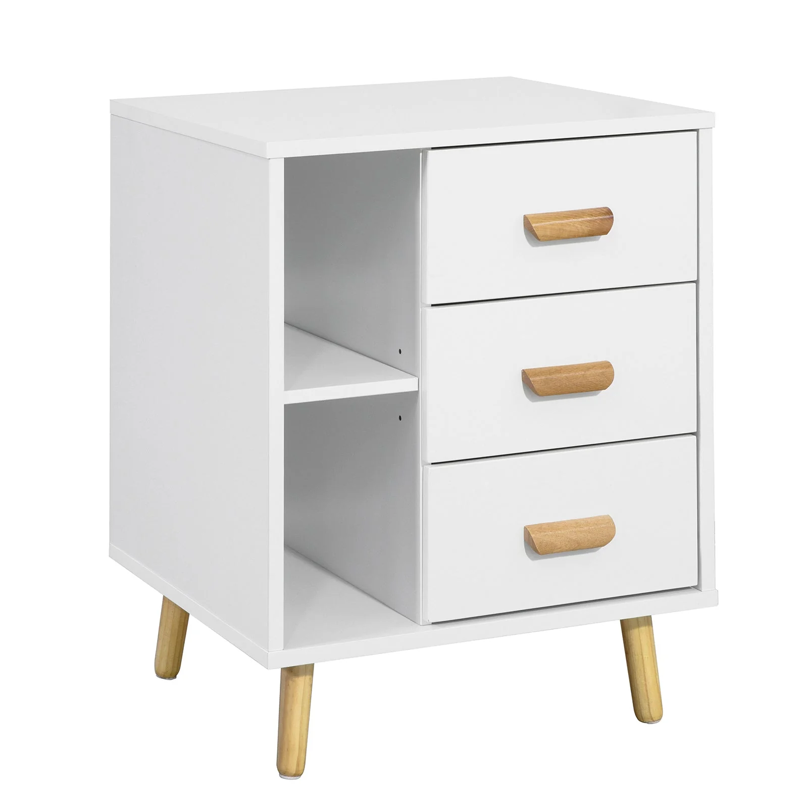 SoBuy FBT95-W Side Table End of Sofa Nachtkastje Nachtkastje met 3 lades en 2 opbergplanken - Image 12