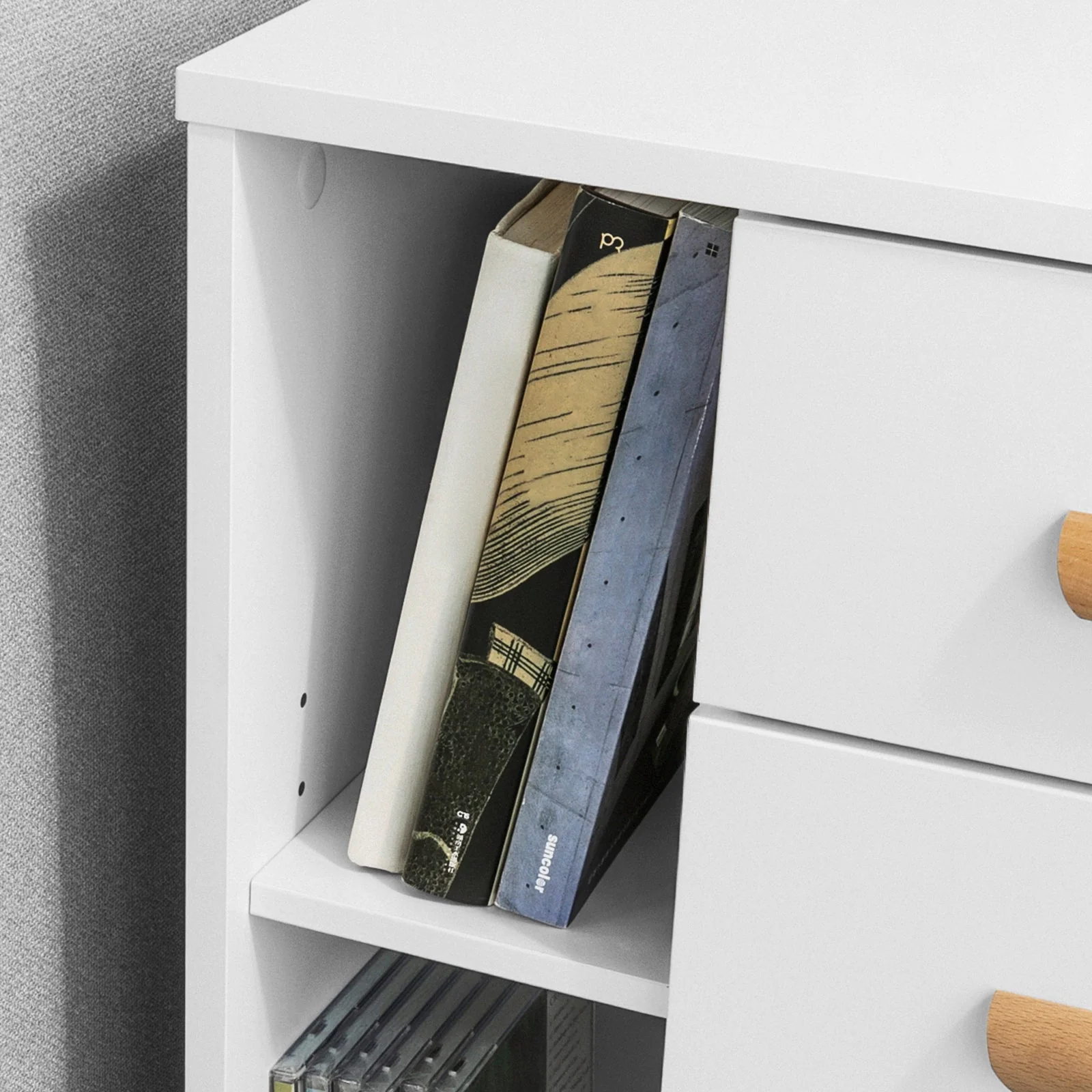 SoBuy FBT95-W Side Table End of Sofa Nachtkastje Nachtkastje met 3 lades en 2 opbergplanken - Image 7