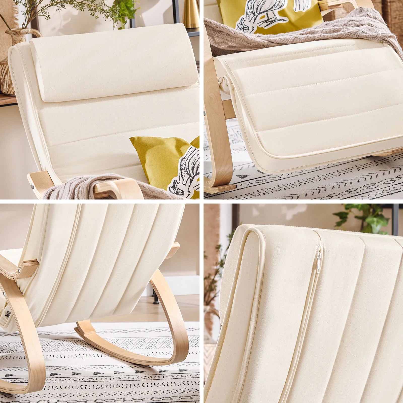 Pre-order SoBuy FST16-W Schommelstoel met Verstelbare Voetensteun | Comfortabel | Verstelbaar - Image 5