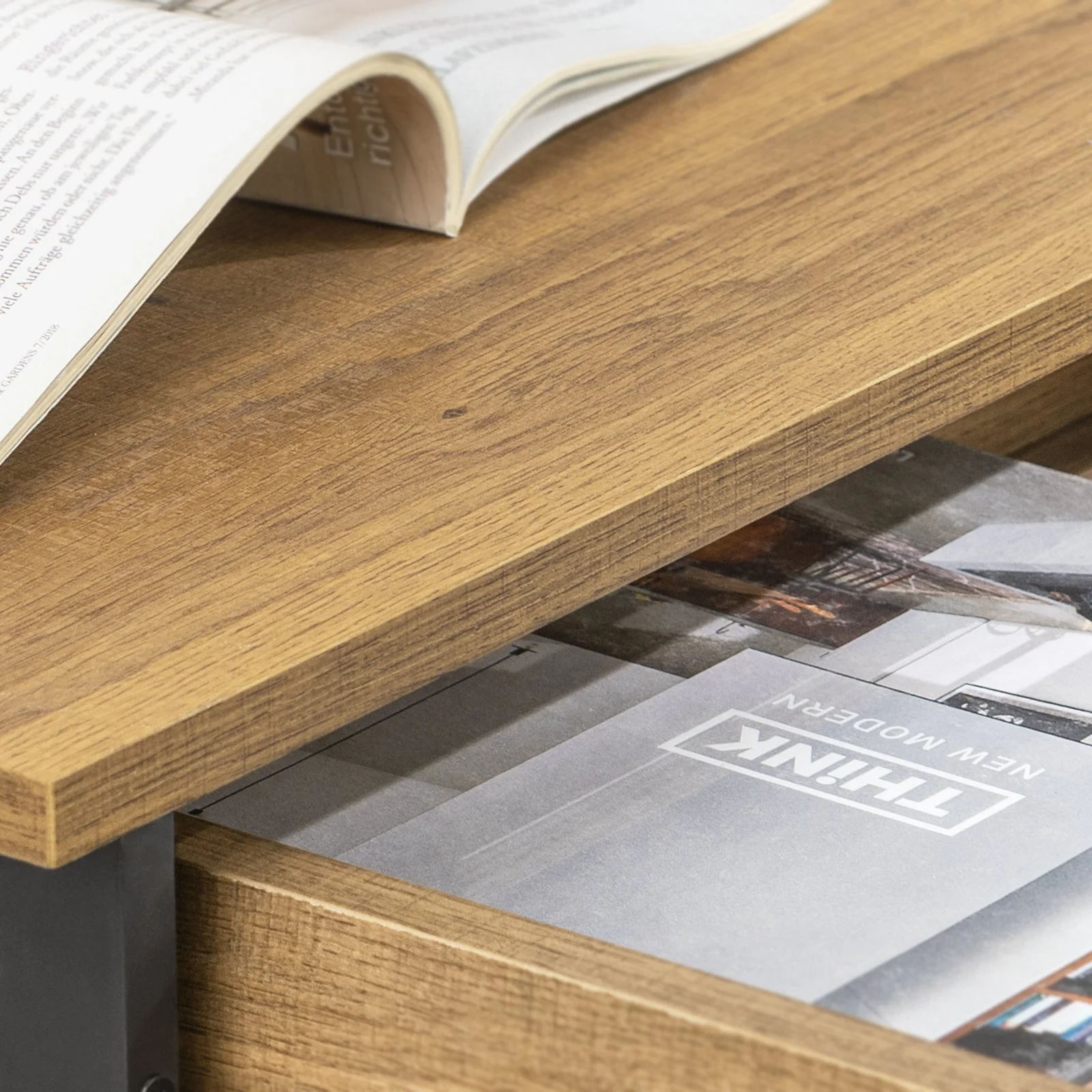 SoBuy FWT43-N Compact Bureau met Lade en Haken – Multifunctioneel Computerbureau met Opbergrekken, Natuurlijke Houtkleur 60x40x77cm - Image 8