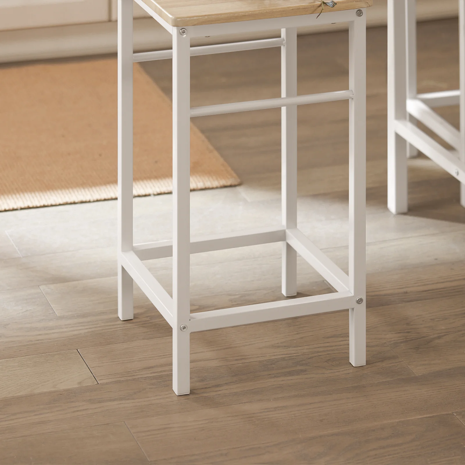 SoBuy OGT11-WN Eettafelset, 5-delig, bartafel met 4 stoelen, ruimtebesparende keukentafelset voor eetkamer, balkon, tuin, compact en modern, voor kleine ruimtes, witnatuur - Image 6