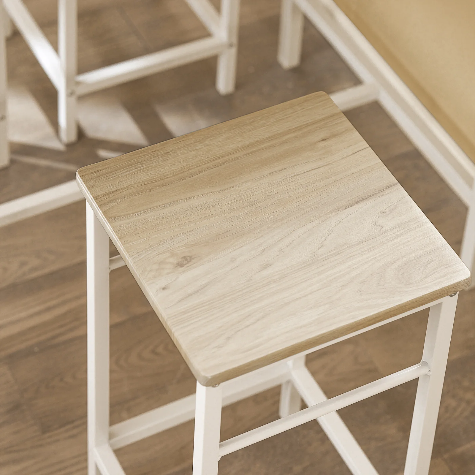 SoBuy OGT11-WN Eettafelset, 5-delig, bartafel met 4 stoelen, ruimtebesparende keukentafelset voor eetkamer, balkon, tuin, compact en modern, voor kleine ruimtes, witnatuur - Image 7