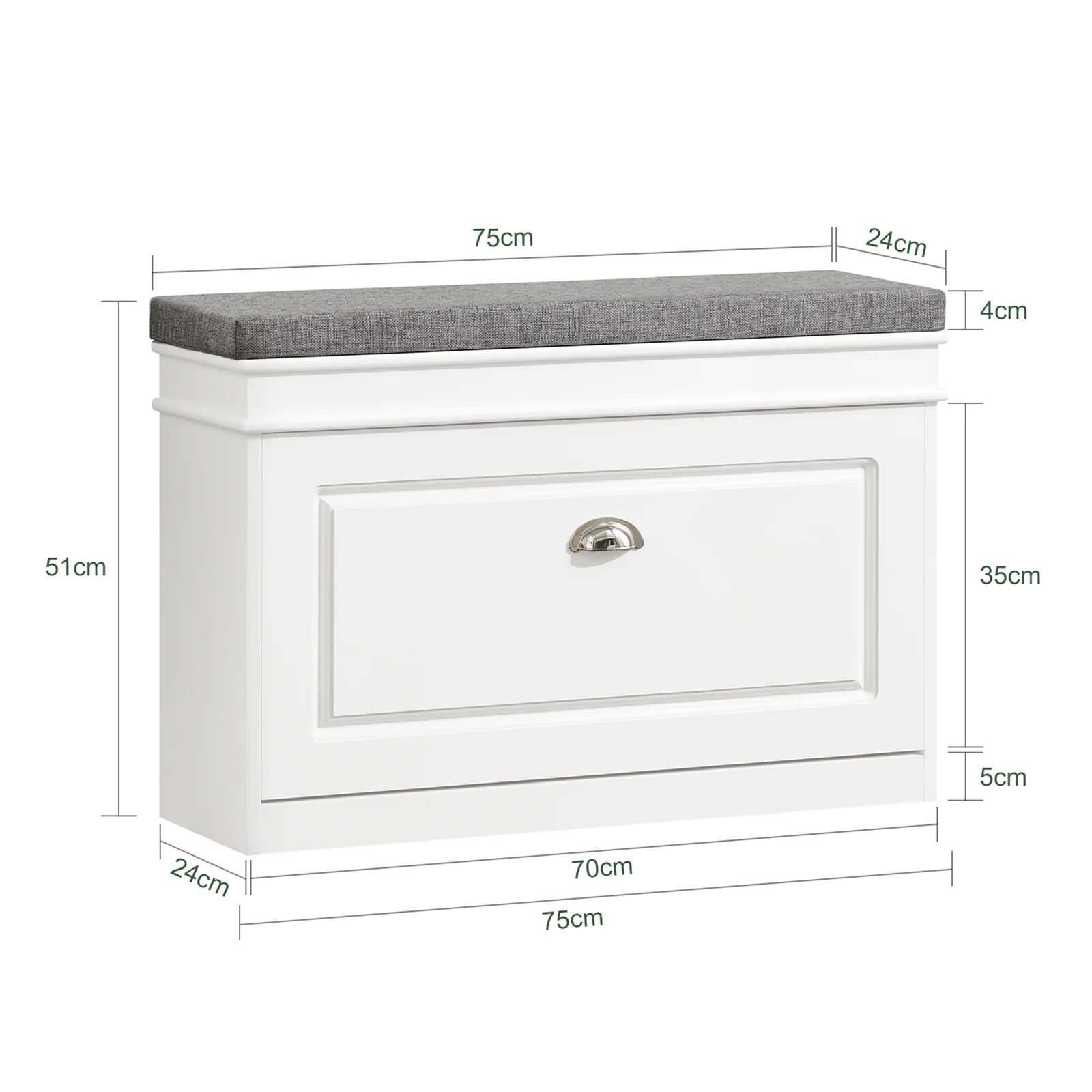 Pre-order SoBuy Set FSR82-L-W + FSR78-W – Witte Schoenenmeubel Set, Schoenenbank met Kussen + Schoenenkast met 2 Kleppen voor 8 Paar, 2-delig Halmeubel - Image 4