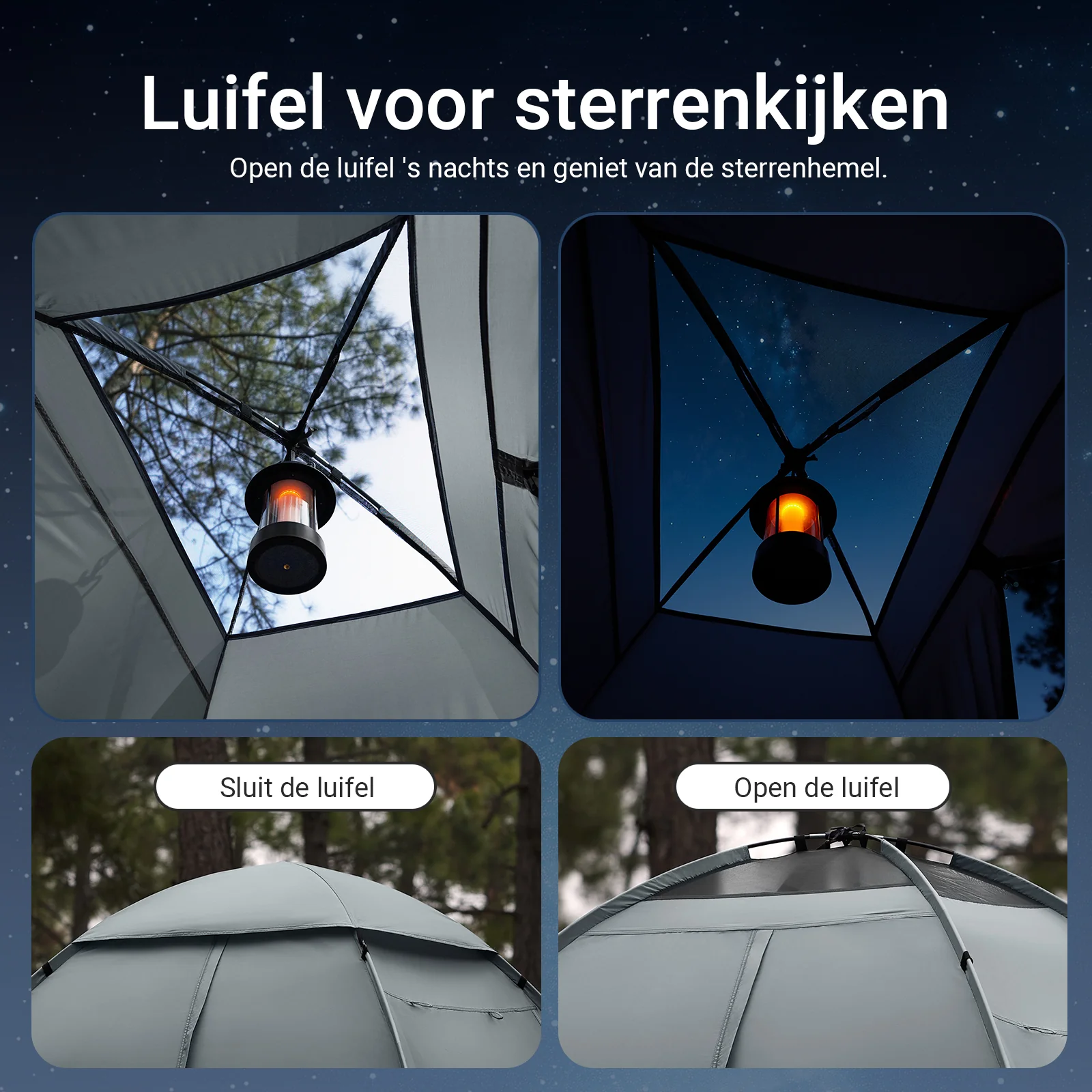 SoBuy OGS32-L-HG 4-in-1 Camping Tent met Opvouwbaar Bed, Waterdicht, Slaapzak en Matras, Lichtgewicht, voor 2 Persoon, Festival, Buitenleven, Hike en Bos - Grijs - Image 7