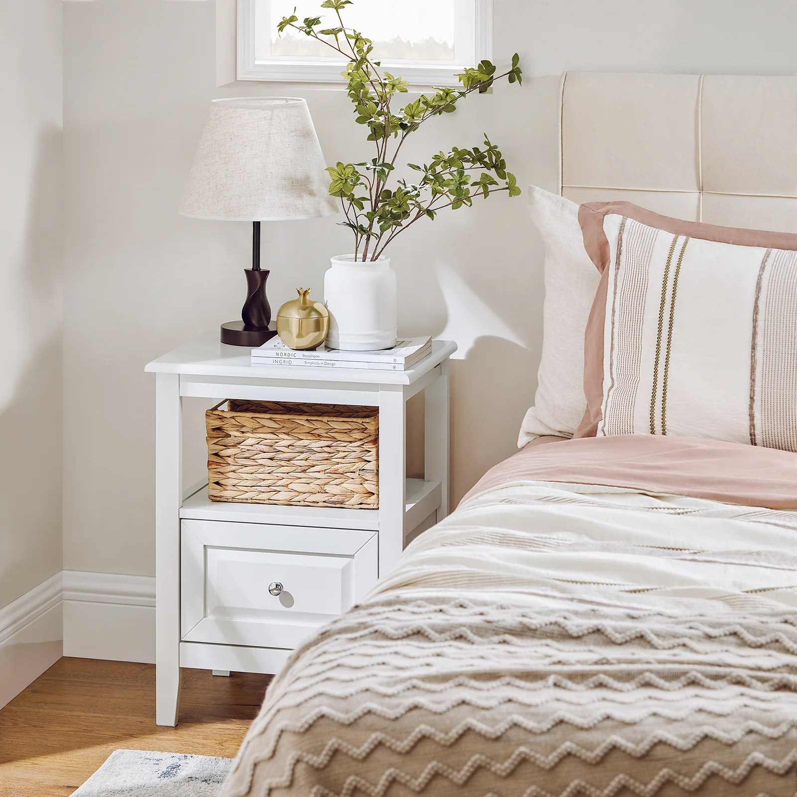 SoBuy FBT131-W Bijzettafel Nachtkastje, Sofa Bijzettafel, Bedtafel voor Woonkamer, Slaapkamer, Kantoor - Image 3