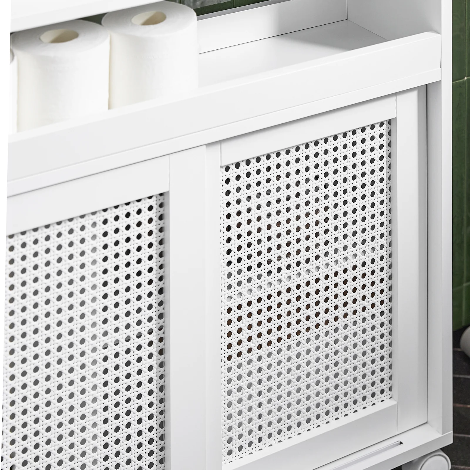 SoBuy BZR119-W Lage Kast, Badkamer Kast, Smalle Badkamerkast, Toiletkast, Toiletpapierhouder - Image 10