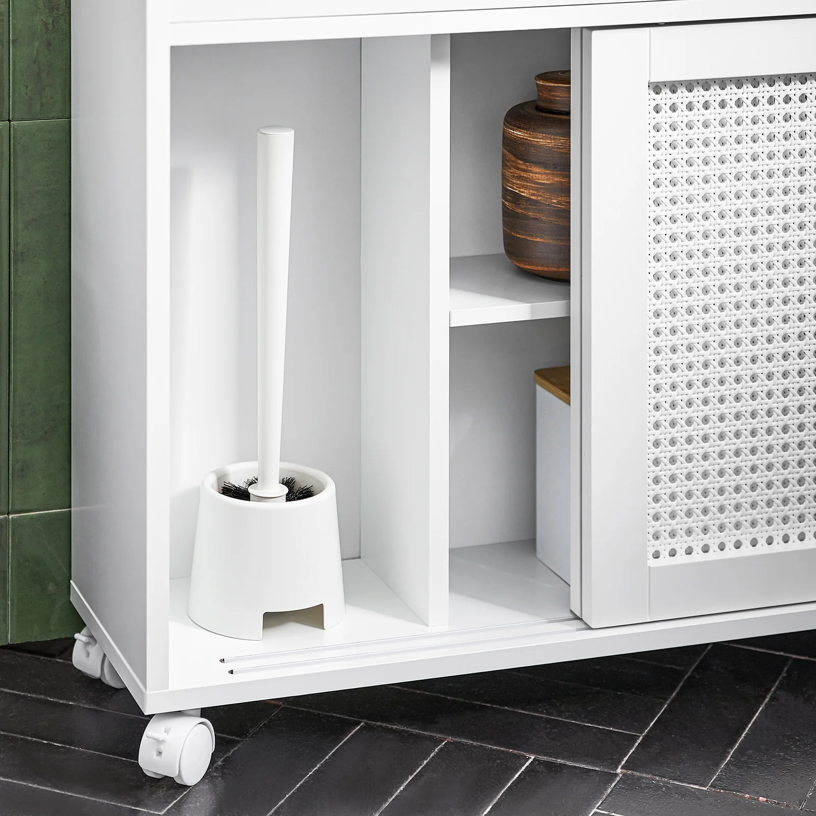 SoBuy BZR119-W Lage Kast, Badkamer Kast, Smalle Badkamerkast, Toiletkast, Toiletpapierhouder - Image 9