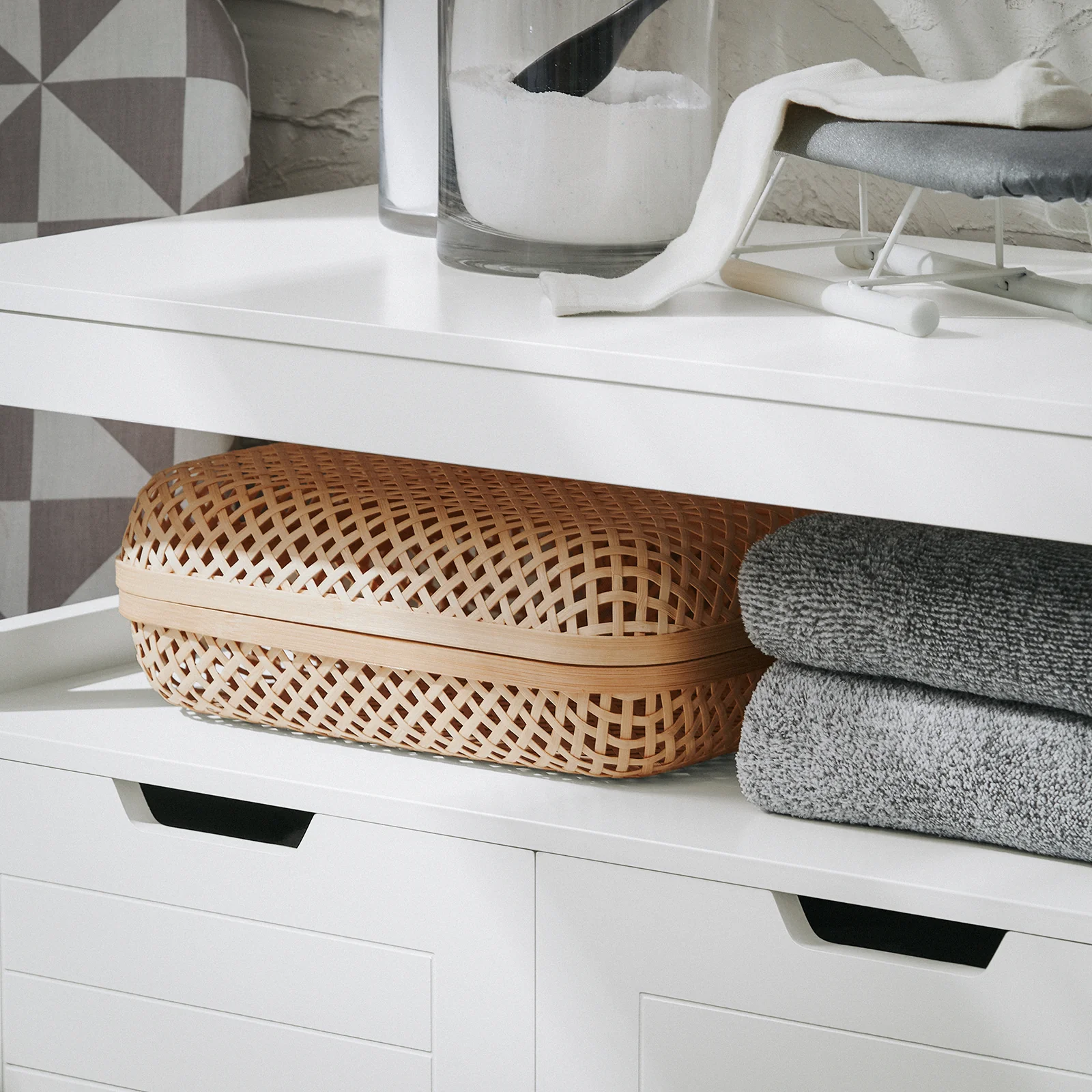 SoBuy BZR121-W Badkamerkast, Lage Kast, Smal Badkamerkastje, Badkamermeubel met 2 Deuren - Image 9