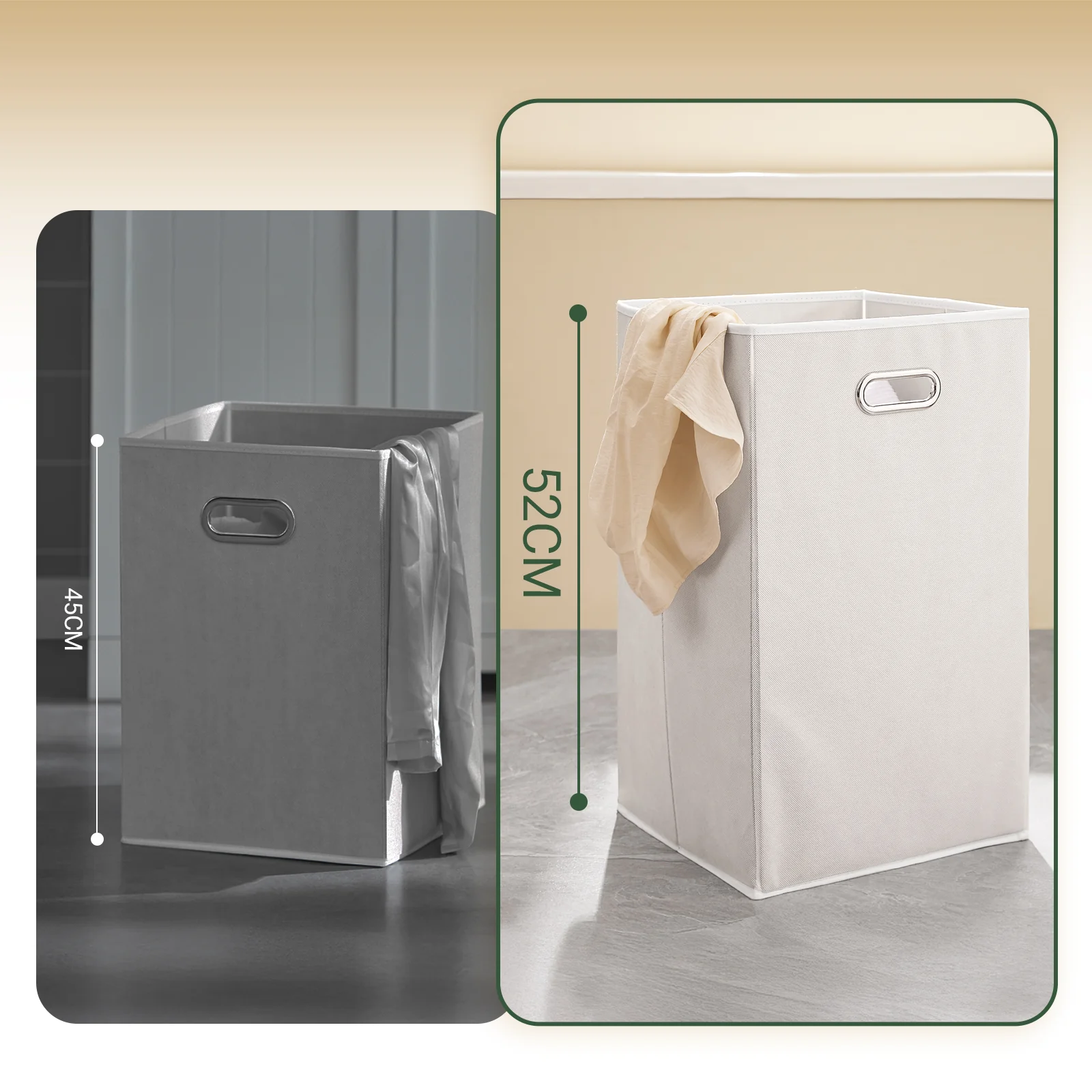 SoBuy BZR33-II-DG Badkamerkastmet Wasmanden - Opbergkast, Lage Kast met 2 Lades en 2 Verwijderbare Mandjes, Badkameropbergkast, Wasgoedkistin Hout, Grijs, 78x38x90 cm - Image 5