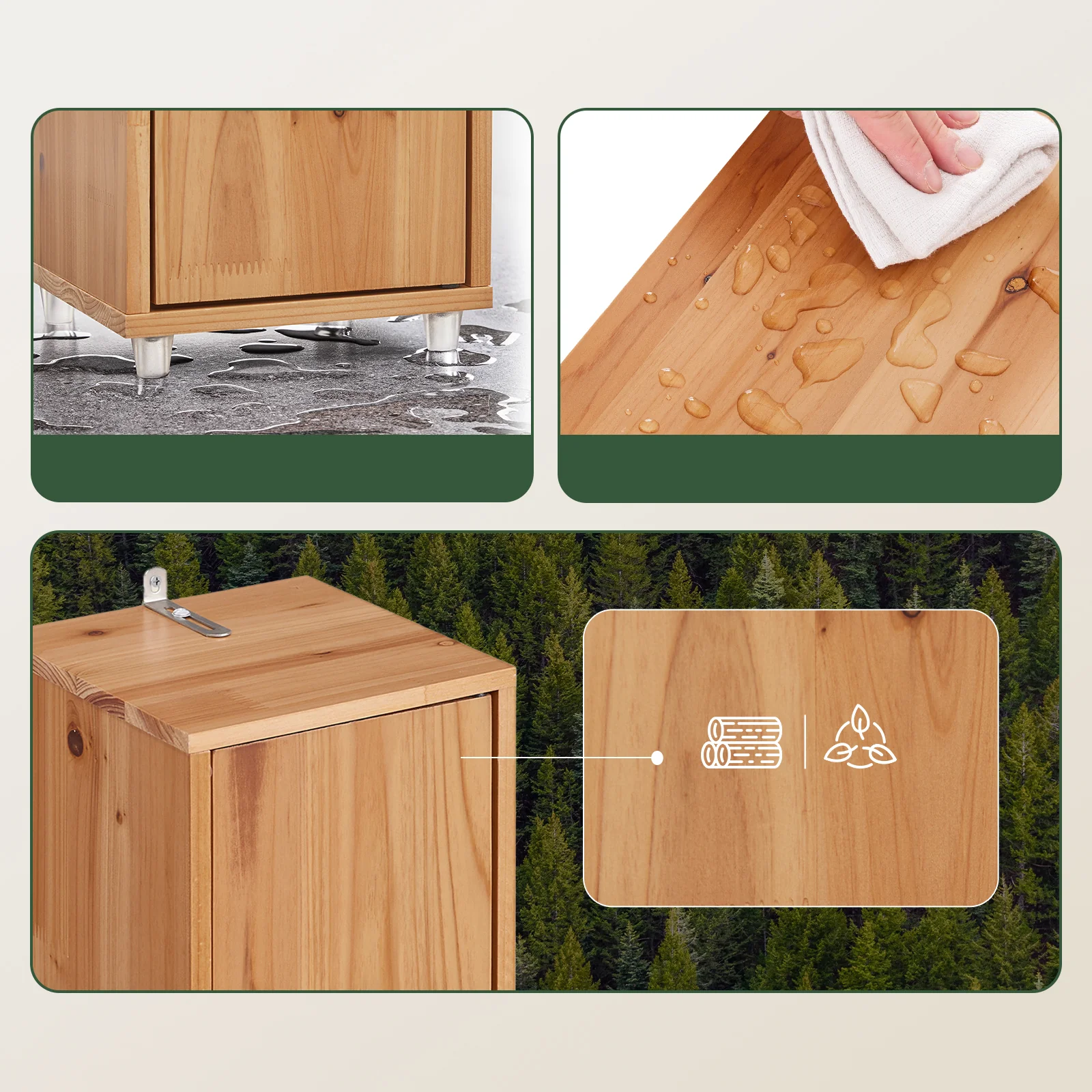 SoBuy BZR34-II-SH Hoge Badkamerkast – Smalle Opbergkast voor Badkamer– Vrijstaand Slank Badkamermeubel, Waterbestendig massief hout met Verstelbare Planken en Lade, Houtkleur, B20 x D20 x H180cm - Image 9