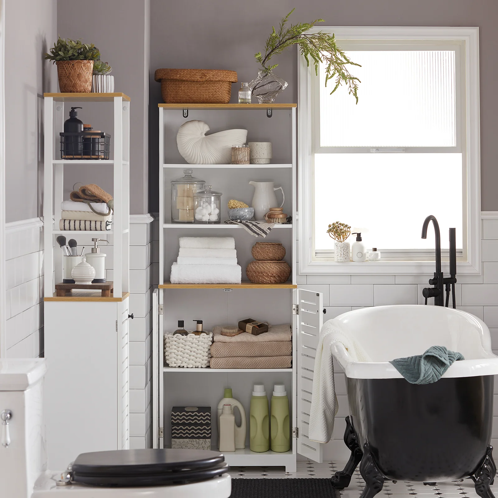 SoBuy BZR44-W badkamer ,hoge kast ,badkamerkast opbergkast badkamerkast ,boekenkast, keukenkast - Image 3