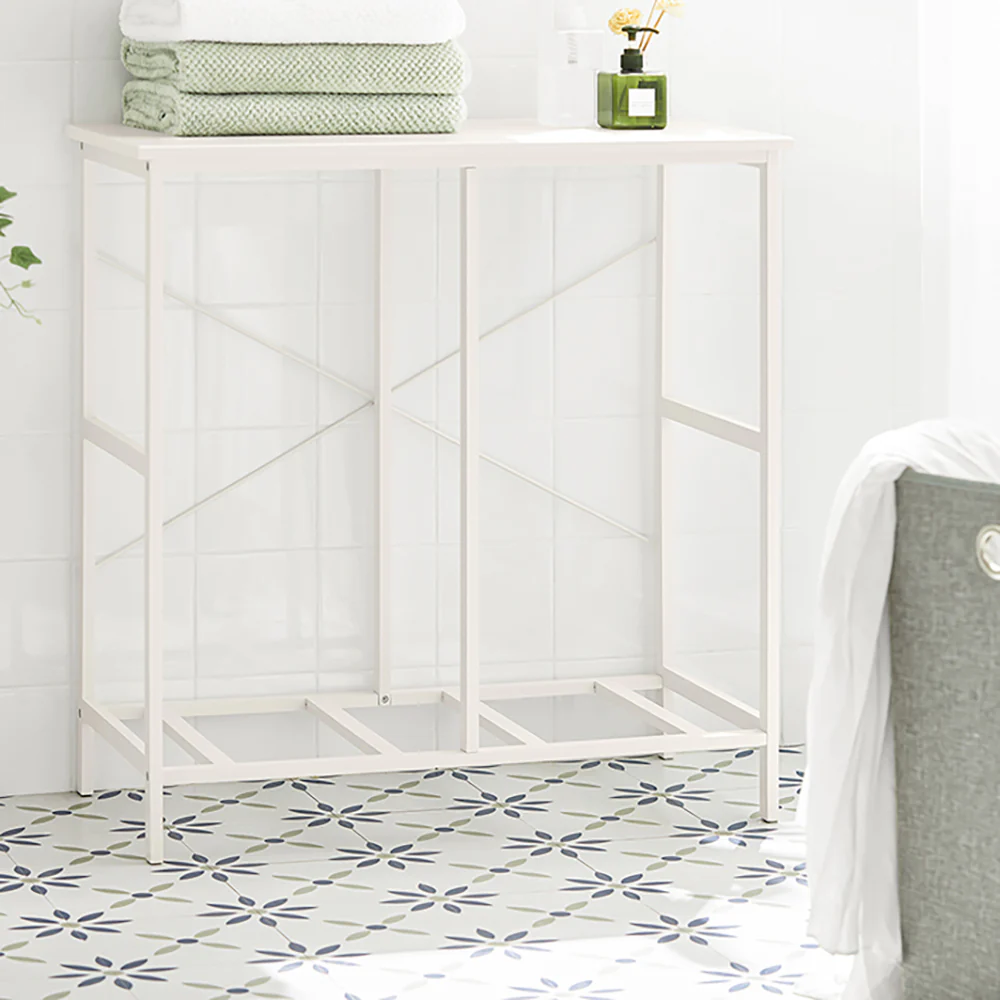 SoBuy BZR57-W Wasmand - met Legplank - 2 Compartimenten - 2 Verwijderbare Waszakken - Image 10