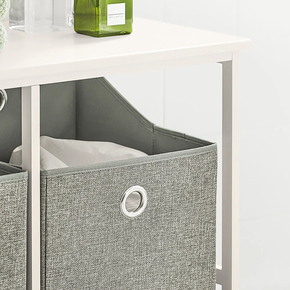 SoBuy BZR57-W Wasmand - met Legplank - 2 Compartimenten - 2 Verwijderbare Waszakken - Image 4