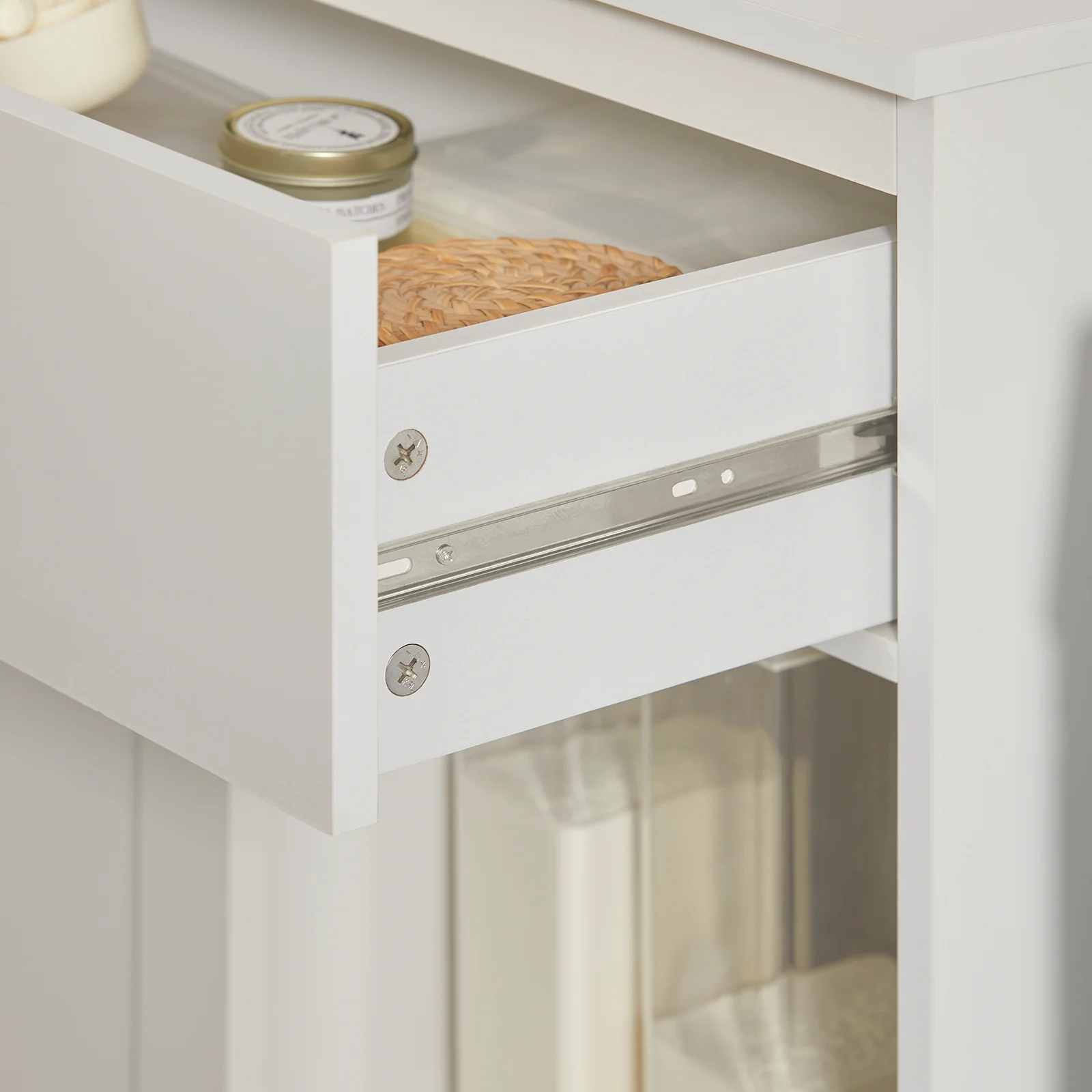 SoBuy BZR66-W Badkamerkast met Kantelbare Wasmand, Badkamermeubel met Waskast, Lage Kast, Staande Kast - Image 10