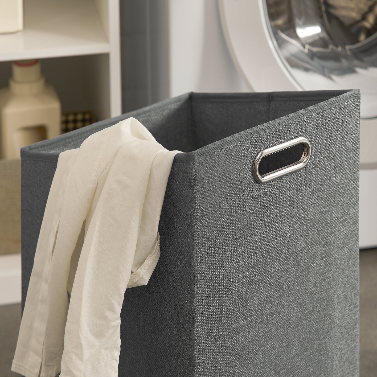 SoBuy BZR66-W Badkamerkast met Kantelbare Wasmand, Badkamermeubel met Waskast, Lage Kast, Staande Kast - Image 8