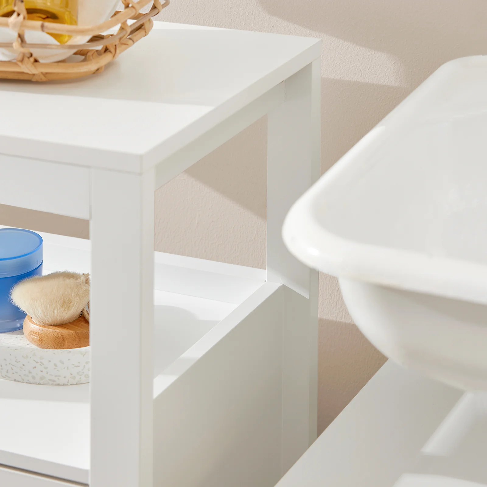 SoBuy BZR67-W Badkamermeubel, Badkamerkast, Halfhoge Opbergkast, Lage Kast, Smal Badkamerkastje, Opbergkast - Image 14