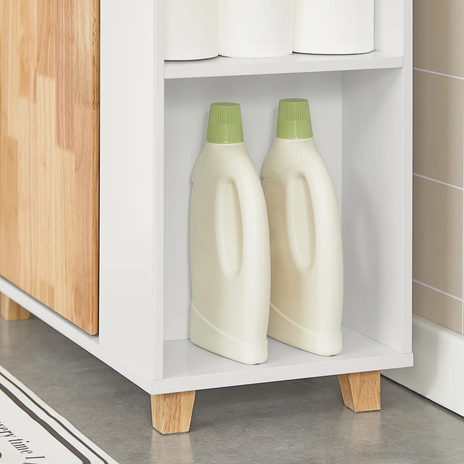 SoBuy BZR75-W Wastafel Onderkast - Wastafelmeubel - Badkamerkast - Badkamer Onderkast Wastafelkast met Deur en 2 Zijvakken - Image 10