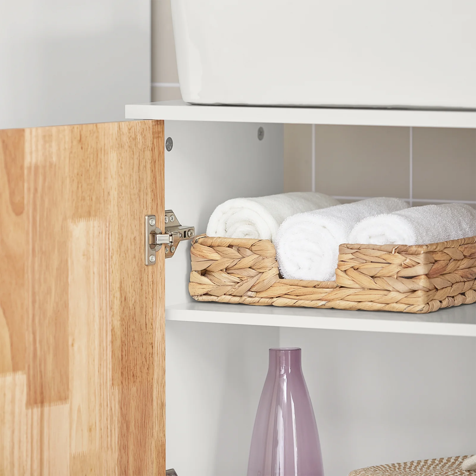 SoBuy BZR75-W Wastafel Onderkast - Wastafelmeubel - Badkamerkast - Badkamer Onderkast Wastafelkast met Deur en 2 Zijvakken - Image 8