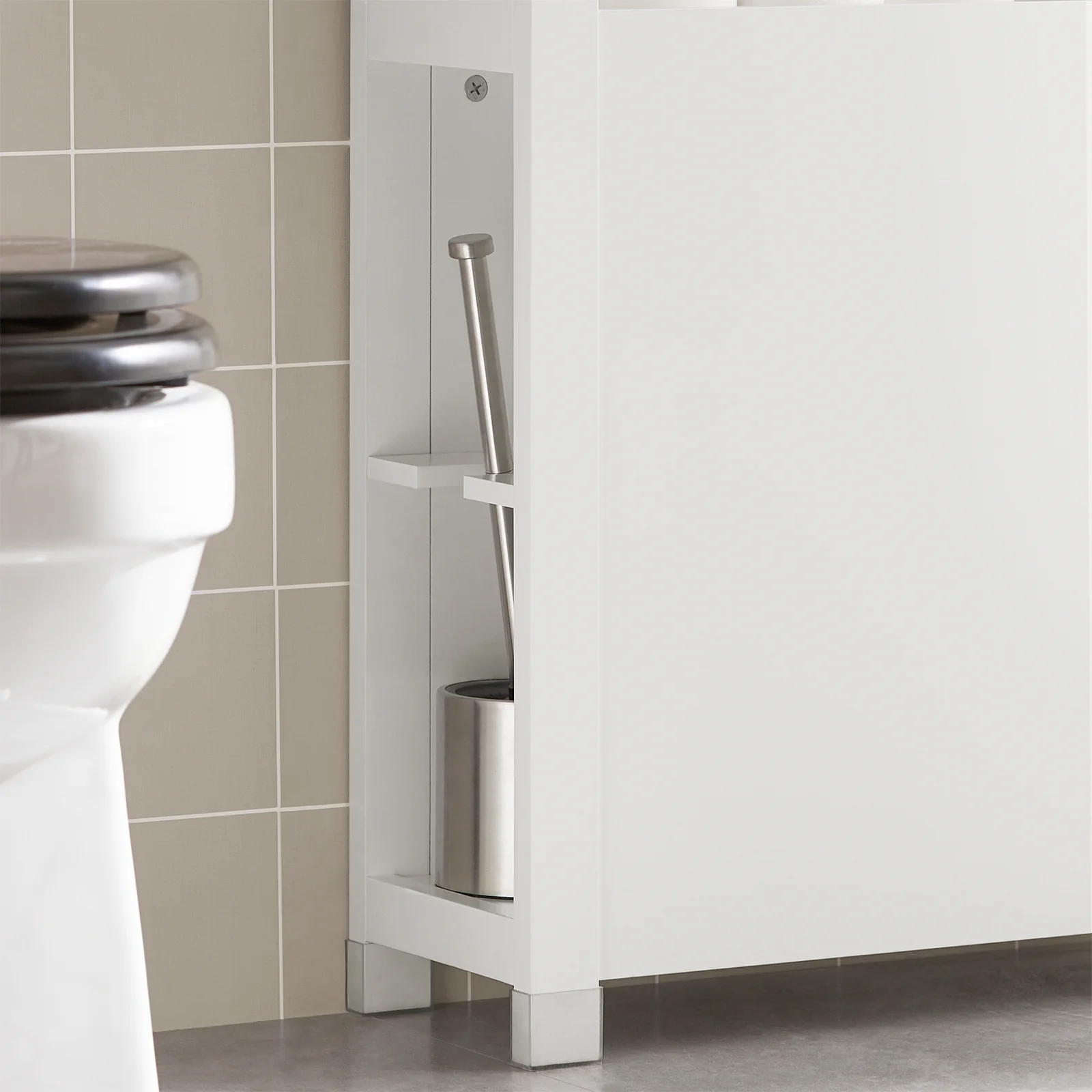 SoBuy BZR83-W Lage kast, Badkamer Kast, Toiletrolhouder, Toiletkast, Smalle Opbergkast, Staande Badkamerkast - Image 5