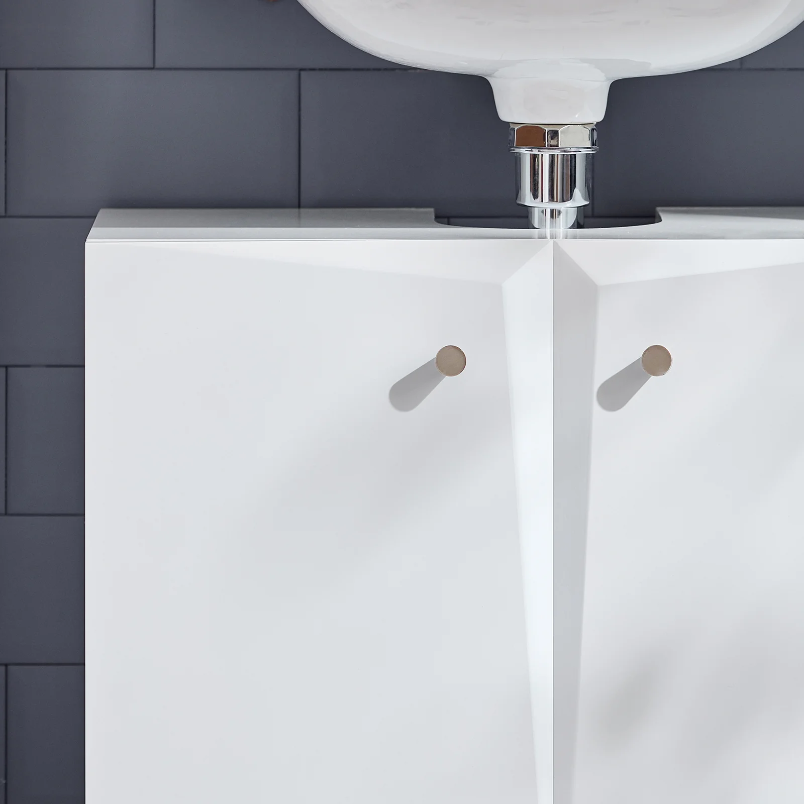 SoBuy BZR92-W Wastafel Onderkast - Wastafelmeubel - Badkamerkast - Badkamer Onderkast - Wastafelkast met 2 Deur voor Badkamer - Image 4