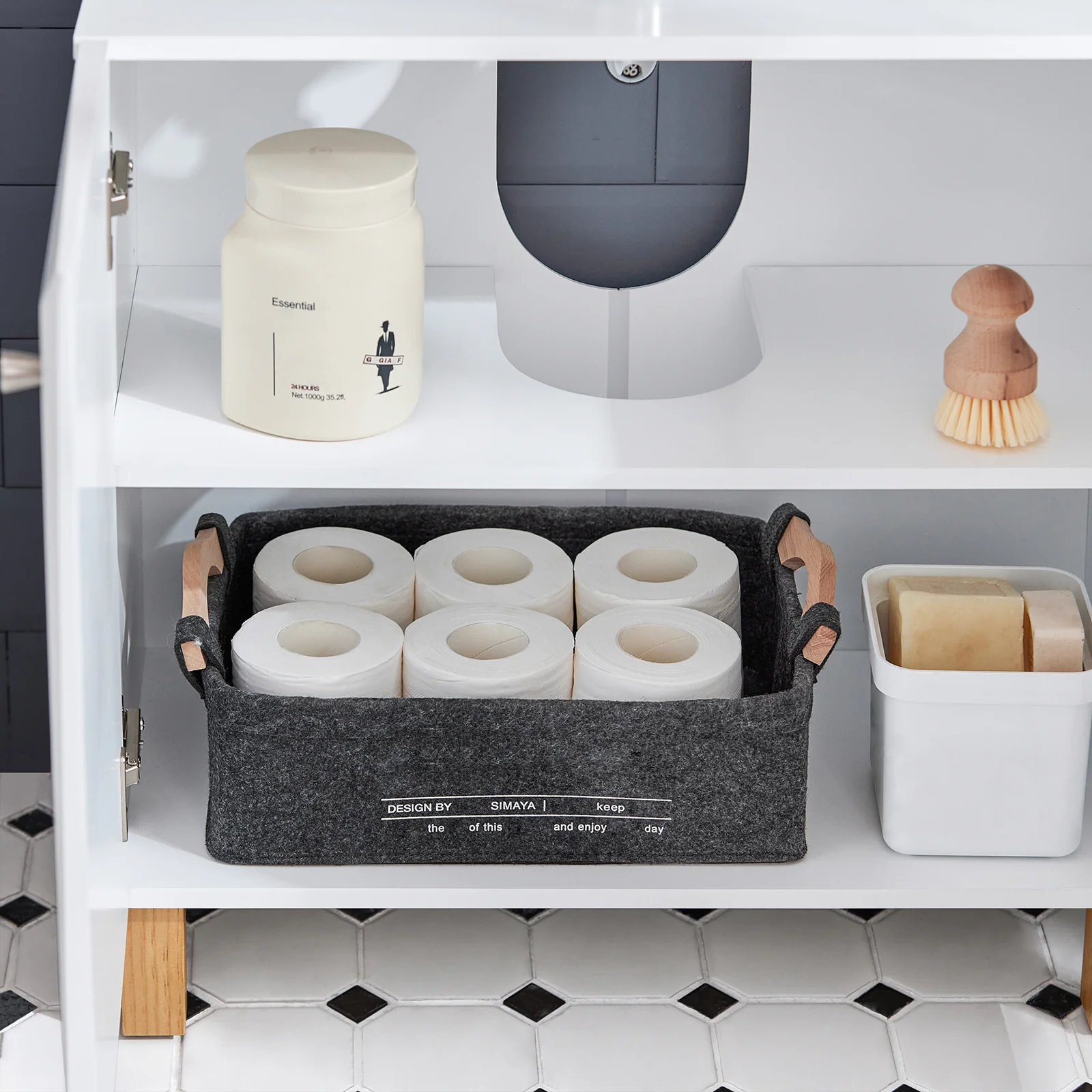 SoBuy BZR92-W Wastafel Onderkast - Wastafelmeubel - Badkamerkast - Badkamer Onderkast - Wastafelkast met 2 Deur voor Badkamer - Image 7