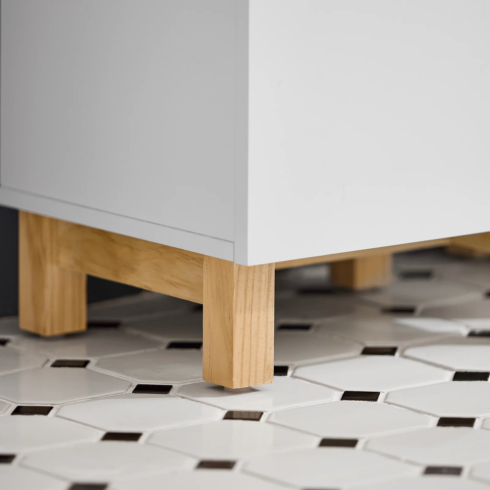 SoBuy BZR93-W Badkamerkast, Smal Badkamerkastje, Lage Kast, Ladenkast, Halfhoge met 1 Lade en 1 Kantelbare Wasman - Image 8