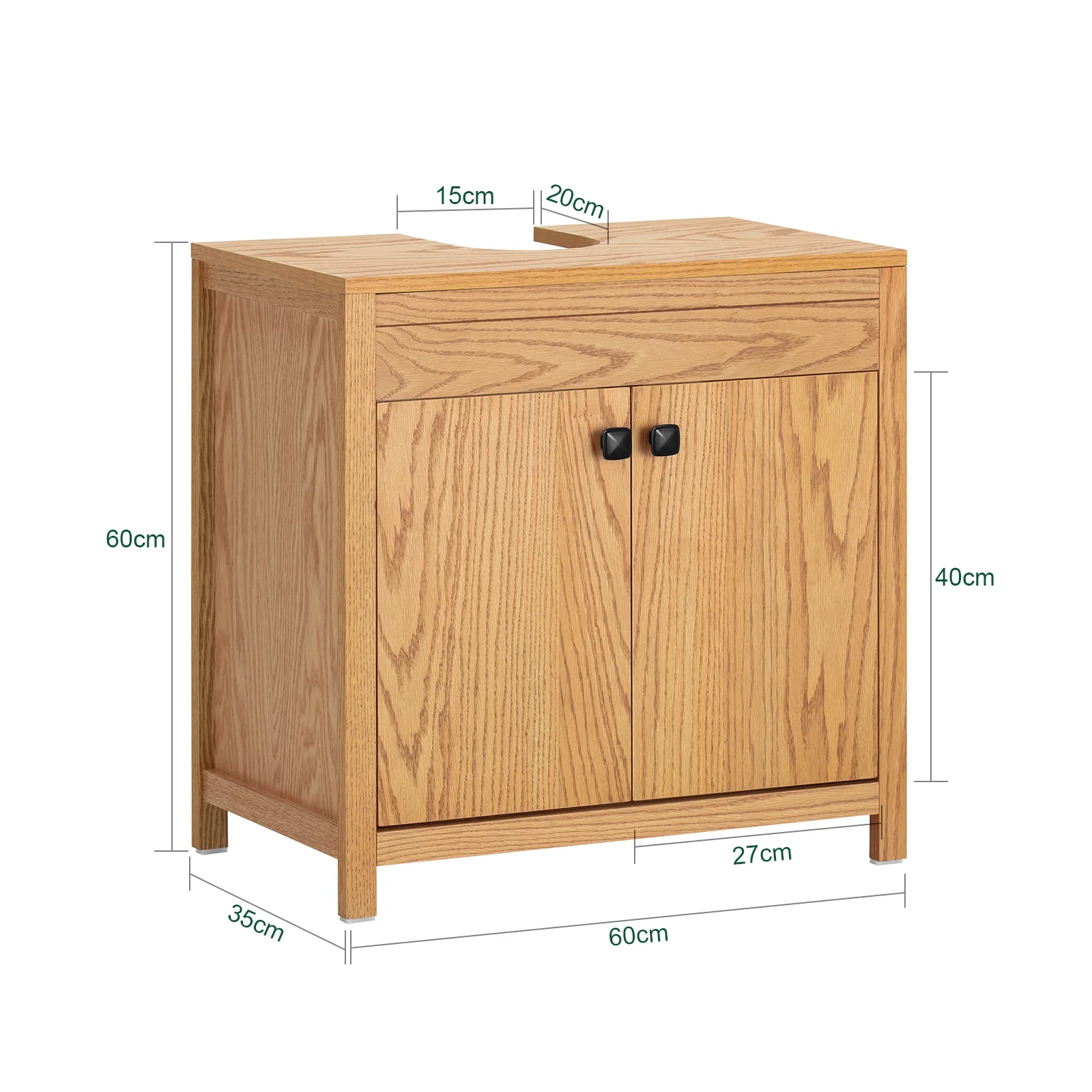 SoBuy BZR98-N Wastafel Onderkast - Wastafelmeubel - Wastafelkast - Badkamerkast met 2 Planken en 2 Deuren - Image 5