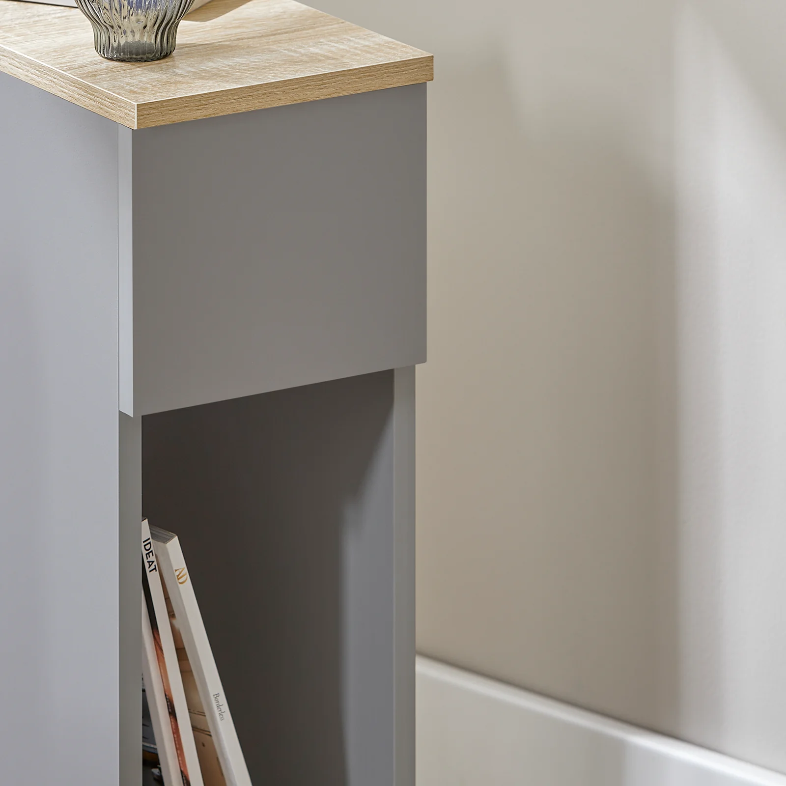 SoBuy FBT111-HGx2 Smalle Nachtkastje Set van 2 - Elegante Bijzettafel met Lade en Plank - Nachtkastje voor Slaapkamer of Woonkamer - Grijs L 20 x B 35 x H 60 cm - Image 7