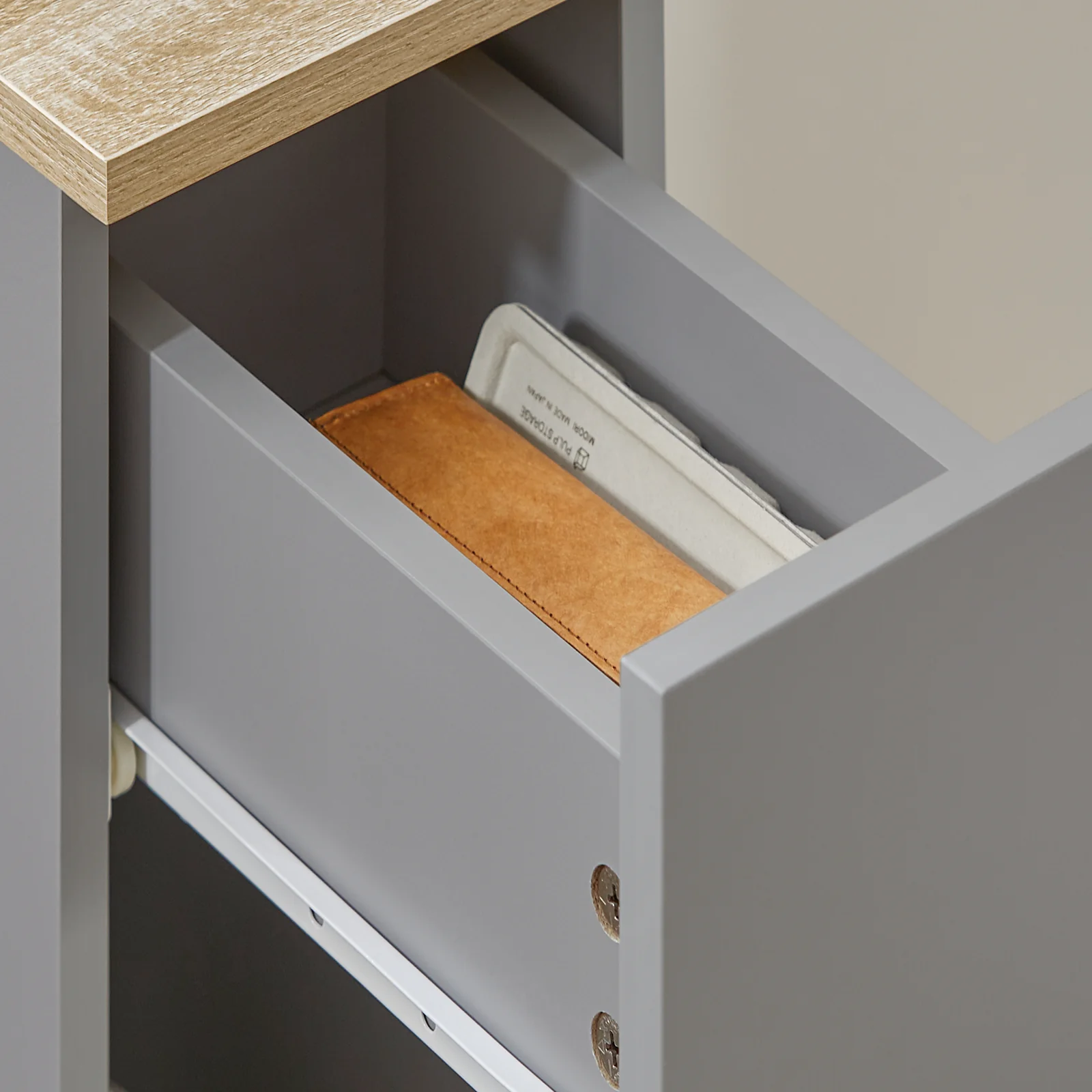 SoBuy FBT111-HGx2 Smalle Nachtkastje Set van 2 - Elegante Bijzettafel met Lade en Plank - Nachtkastje voor Slaapkamer of Woonkamer - Grijs L 20 x B 35 x H 60 cm - Image 8