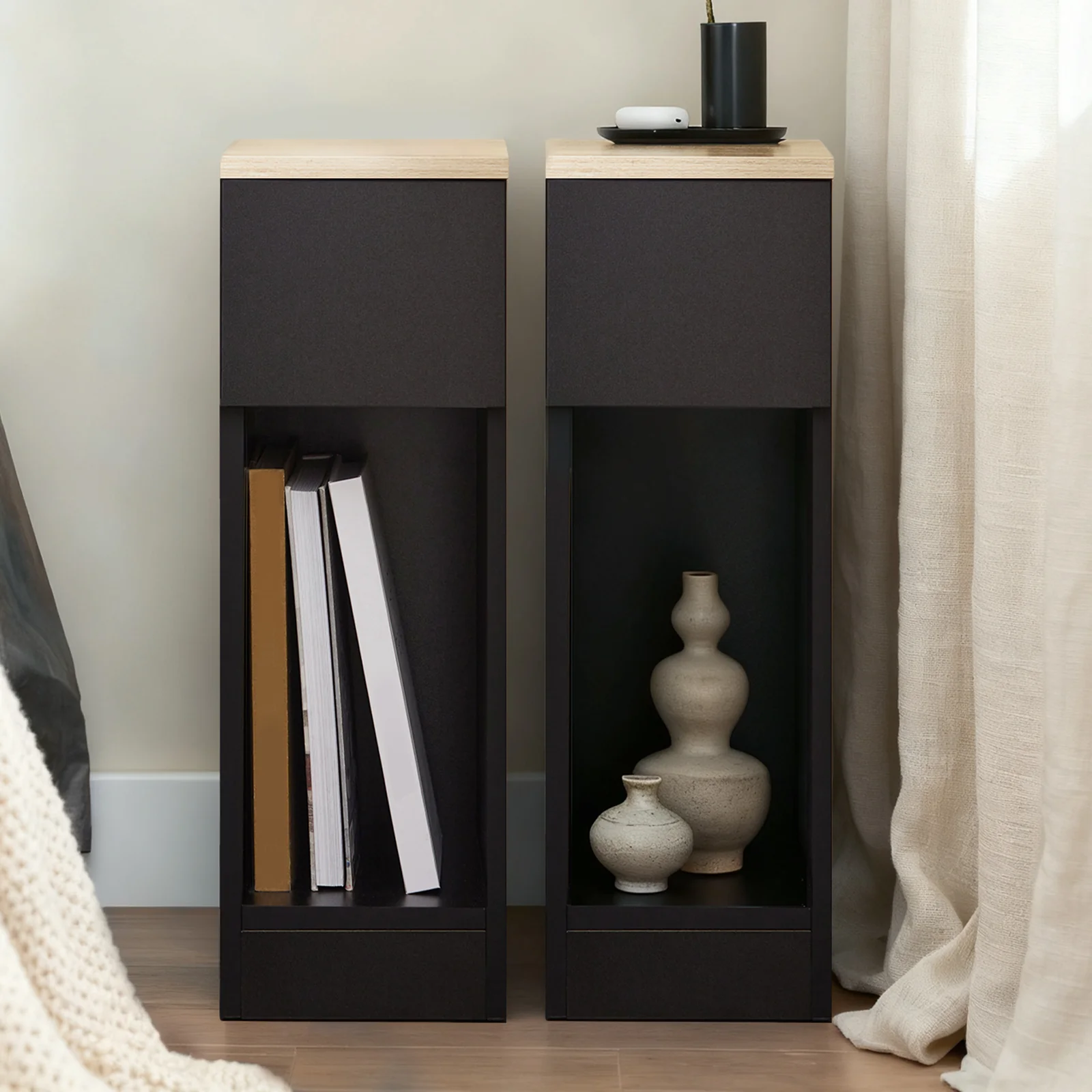 SoBuy FBT111-SCH Smalle Nachtkastje / Bijzettafel met Lade – Modern & Ruimtebesparend - Image 3