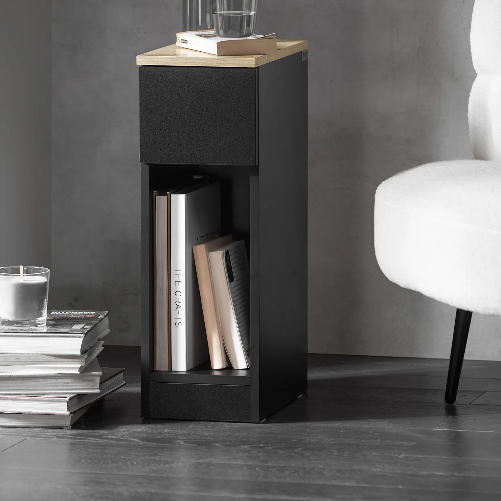 SoBuy FBT111-SCH Smalle Nachtkastje / Bijzettafel met Lade – Modern & Ruimtebesparend - Image 4