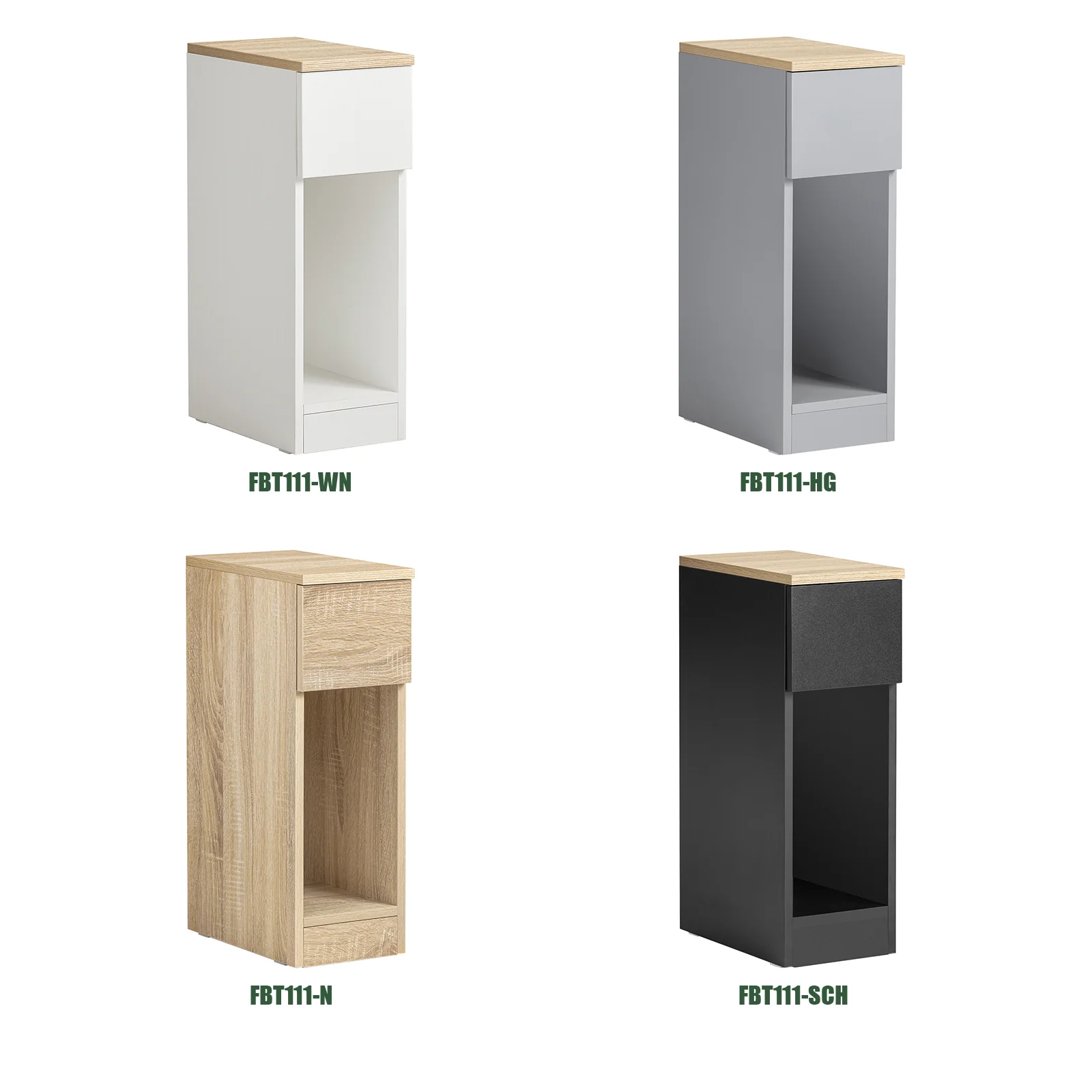 SoBuy FBT111-WNx2 Smal Nachtkastje Set van 2 met Lade en Plank, Moderne Bijzettafel voor Woonkamer of Slaapkamer, Witte Kleur, L 20 x B 35 x H 60 cm - Image 15