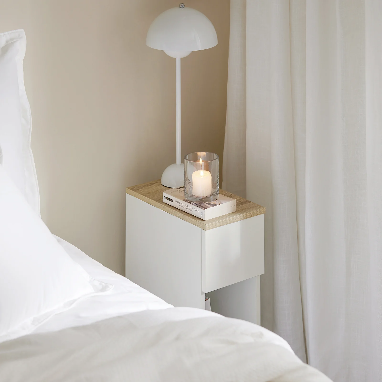 SoBuy FBT111-WNx2 Smal Nachtkastje Set van 2 met Lade en Plank, Moderne Bijzettafel voor Woonkamer of Slaapkamer, Witte Kleur, L 20 x B 35 x H 60 cm - Image 7