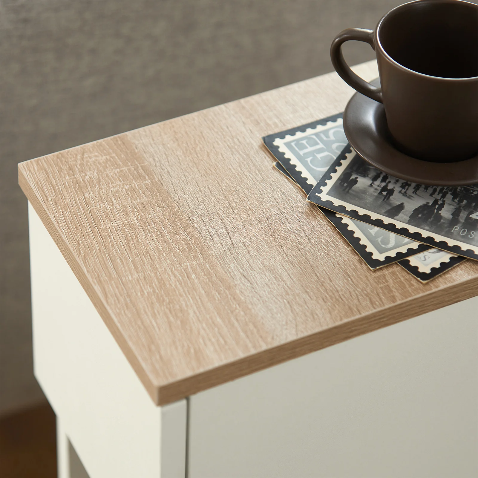 SoBuy FBT111-WNx2 Smal Nachtkastje Set van 2 met Lade en Plank, Moderne Bijzettafel voor Woonkamer of Slaapkamer, Witte Kleur, L 20 x B 35 x H 60 cm - Image 8