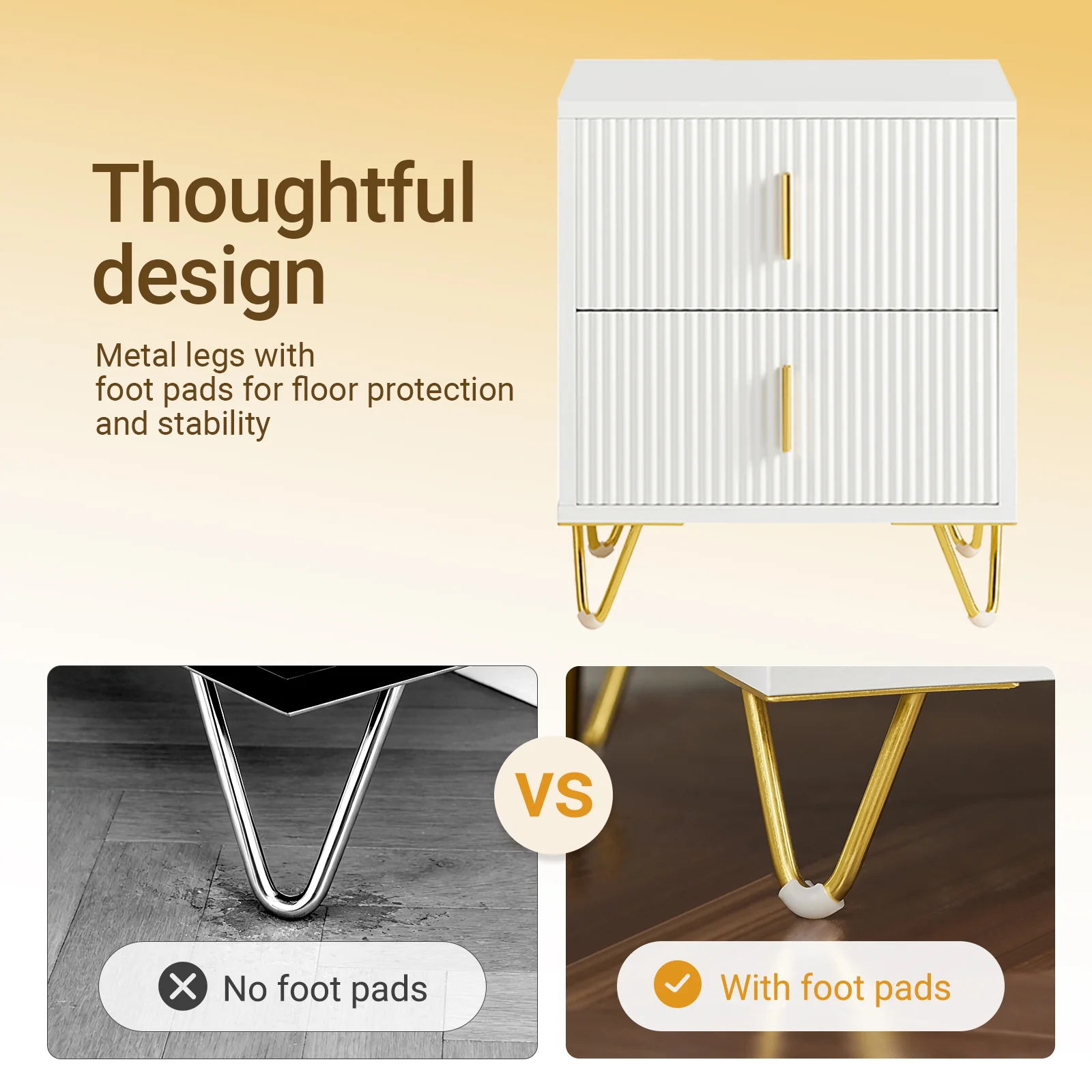 SoBuy FBT115-W Nachtkastje met 2 Schuifladen - Bijzettafel - Sofa Bijzettafel - Salontafel - Slaapkamertafel - Bedtafel met 2 Lade voor Woonkamer, Slaapkamer, Kantoor, Wit, 40x40x47cm - Image 7