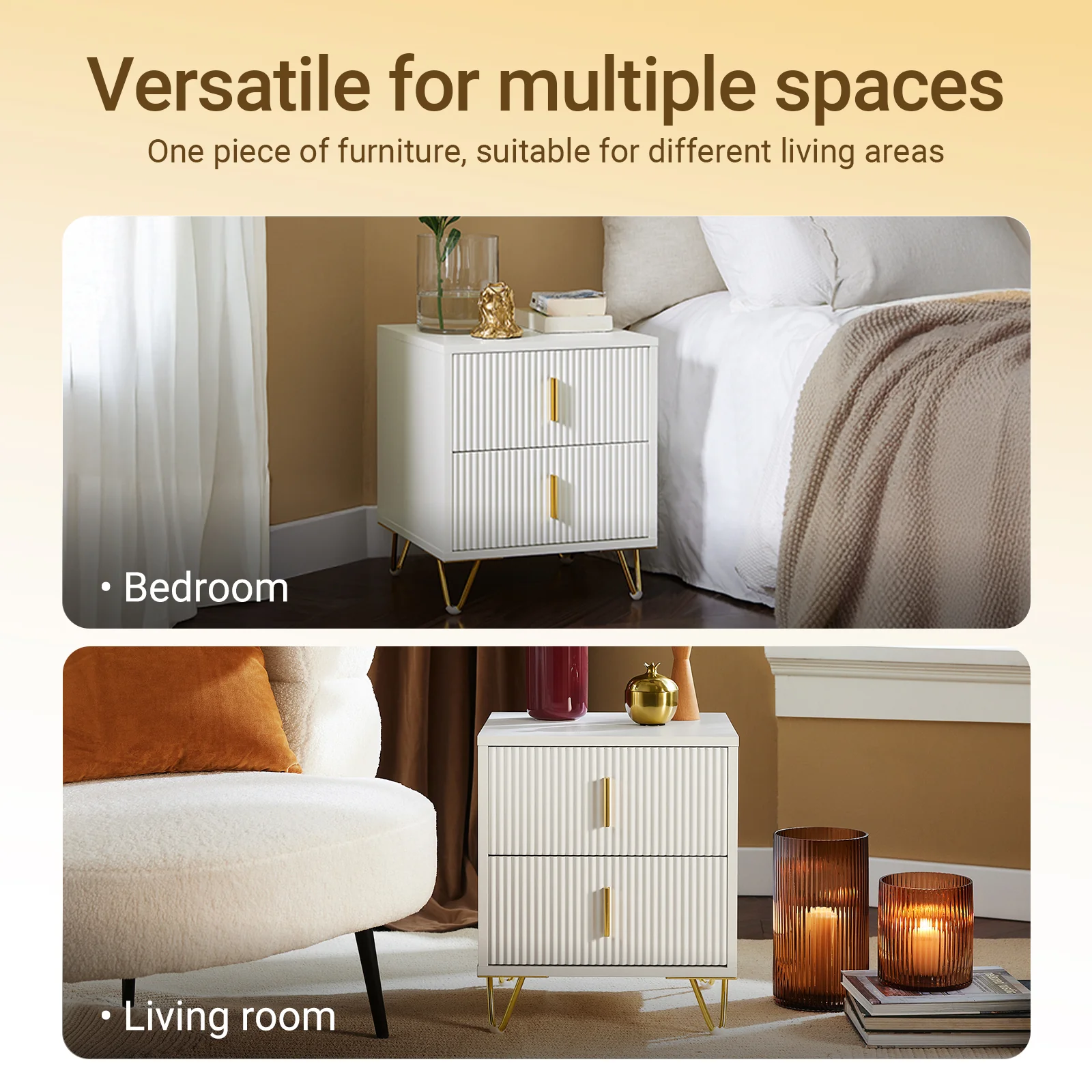 SoBuy FBT115-W Nachtkastje met 2 Schuifladen - Bijzettafel - Sofa Bijzettafel - Salontafel - Slaapkamertafel - Bedtafel met 2 Lade voor Woonkamer, Slaapkamer, Kantoor, Wit, 40x40x47cm - Image 8