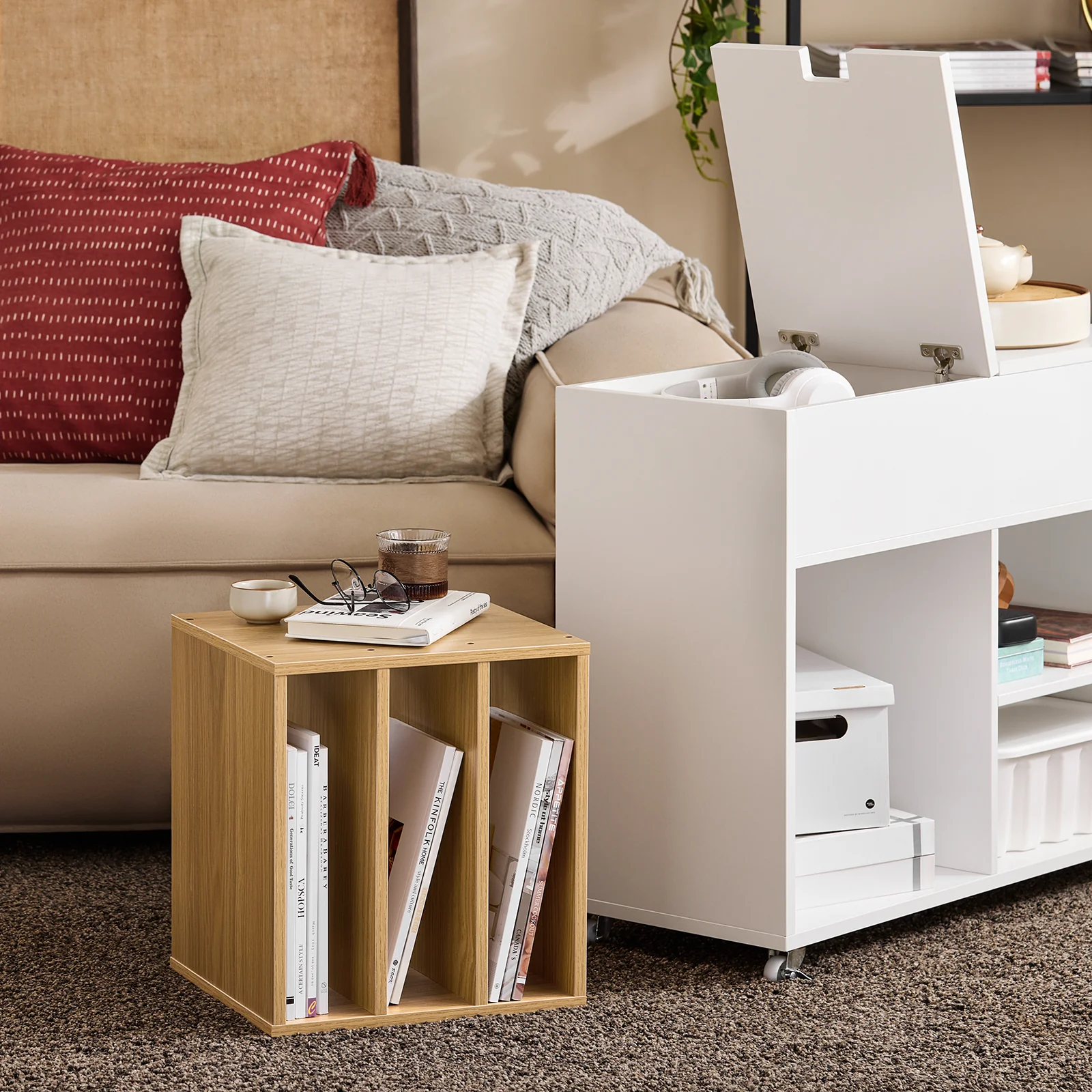 SoBuy FBT134-W Dossierkast archiefwagen printtafel printerstandaard rolcontainer met 4 wielen opbergkast kast voor kantoor wit - Image 4