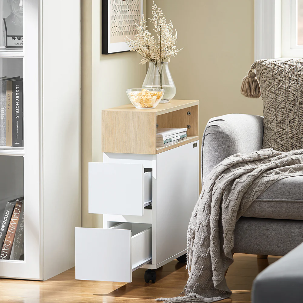 SoBuy FBT155-WN Bijzettafel op wielen Nachtkastje Nachtkastje Bijzettafel - Image 3