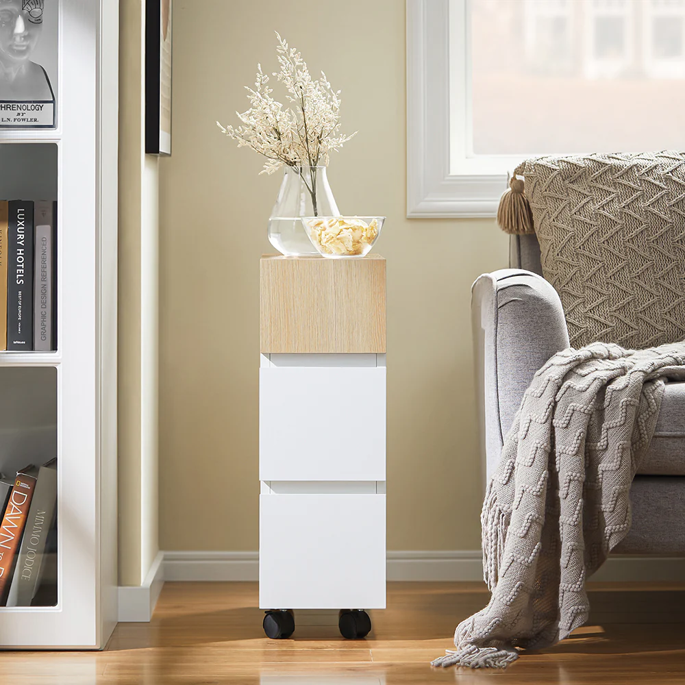 SoBuy FBT155-WN Bijzettafel op wielen Nachtkastje Nachtkastje Bijzettafel - Image 4