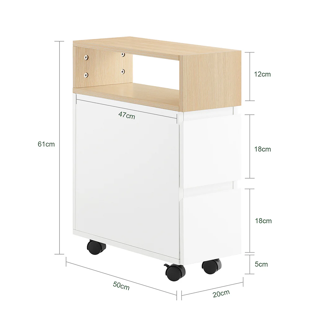 SoBuy FBT155-WN Bijzettafel op wielen Nachtkastje Nachtkastje Bijzettafel - Image 6