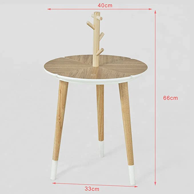 SoBuy FBT38-WN Bijzettafel met Bekerhouder Salontafel Bijzettafeltje met Uniek Ontwerp - Image 3