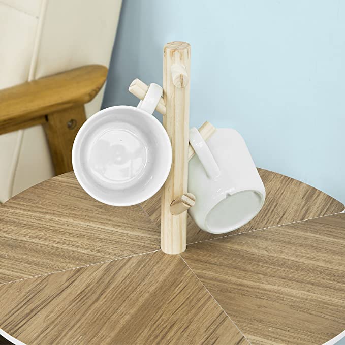 SoBuy FBT38-WN Bijzettafel met Bekerhouder Salontafel Bijzettafeltje met Uniek Ontwerp - Image 5