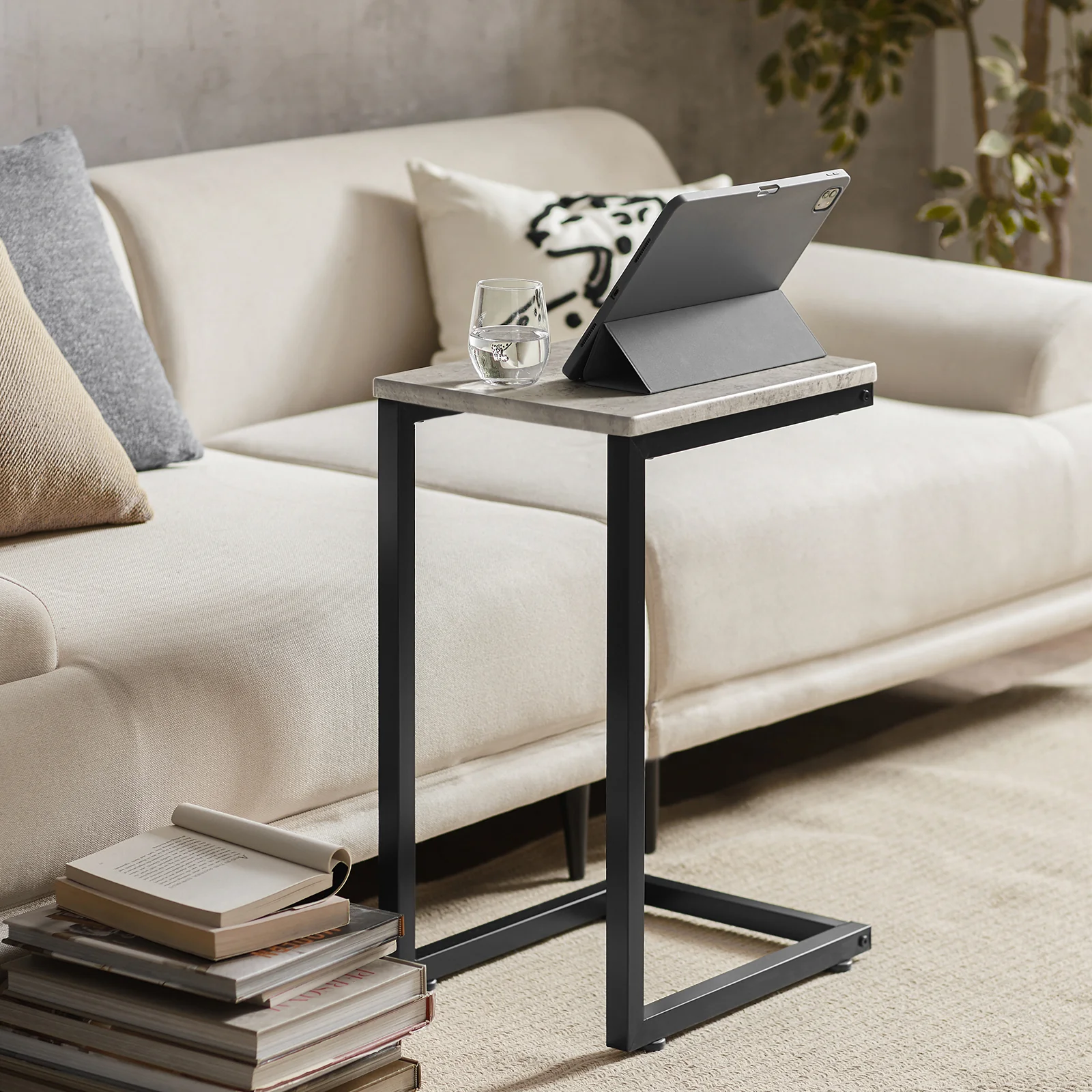 SoBuy FBT44-HG Bijzettafel | metaal | Salontafel | Laptop tafel | MDF/grijs - Image 3