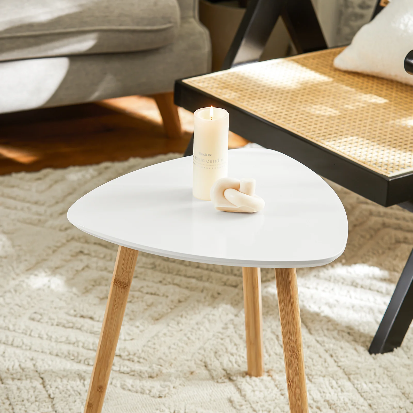 SoBuy FBT74-HG Bijzettafel, set van 2 bijzettafels met planken, salontafel,zettafel voor woonkamer, bamboe - Image 11