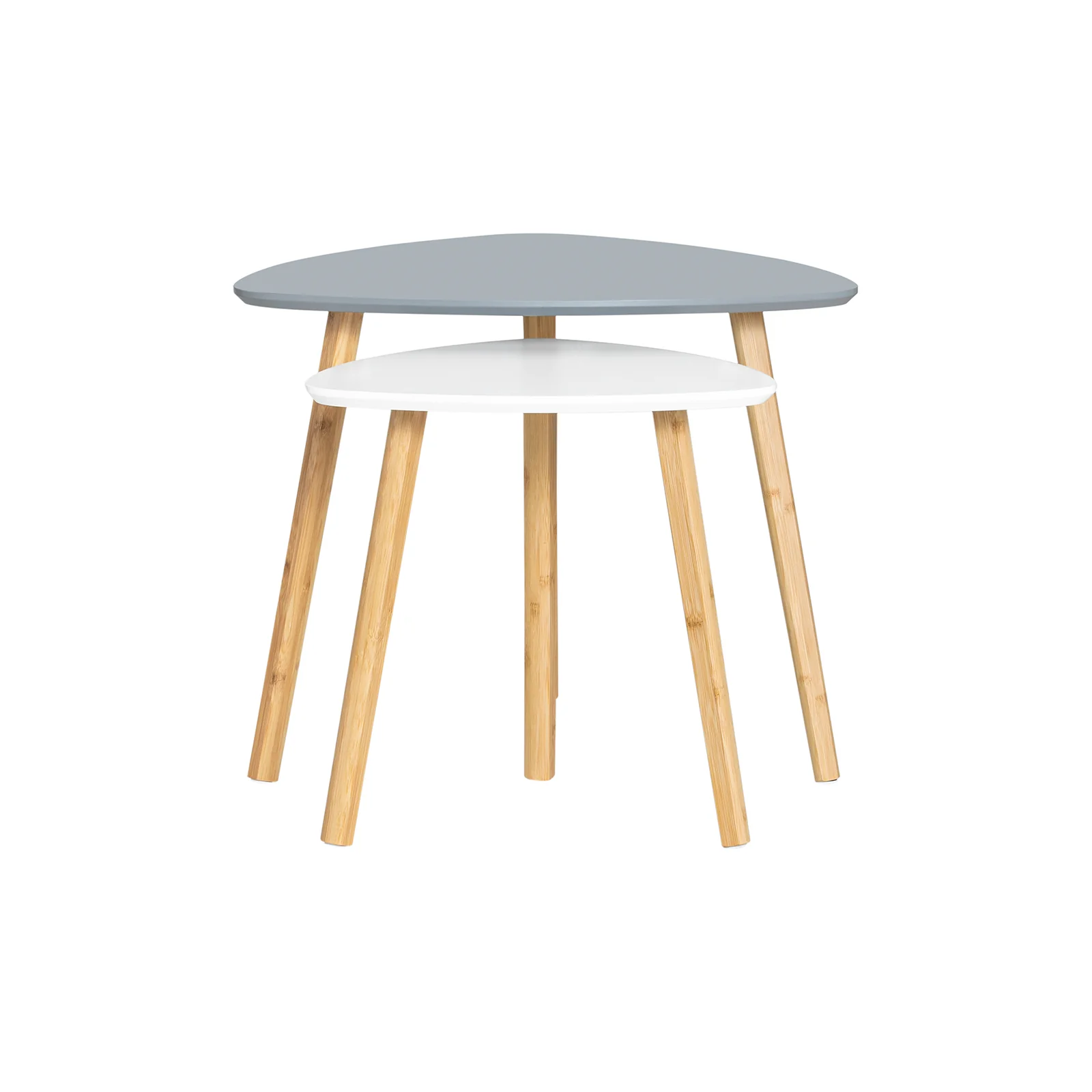 SoBuy FBT74-HG Bijzettafel, set van 2 bijzettafels met planken, salontafel,zettafel voor woonkamer, bamboe - Image 12