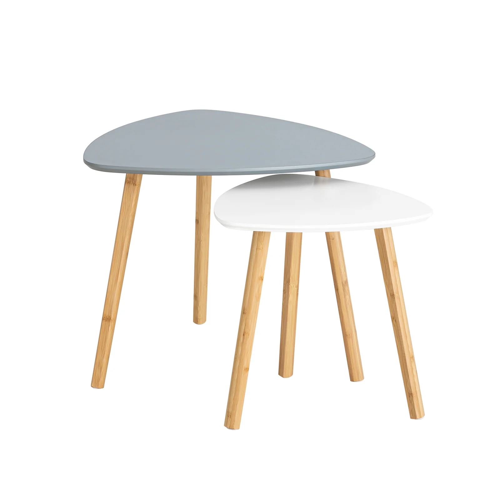 SoBuy FBT74-HG Bijzettafel, set van 2 bijzettafels met planken, salontafel,zettafel voor woonkamer, bamboe - Image 13