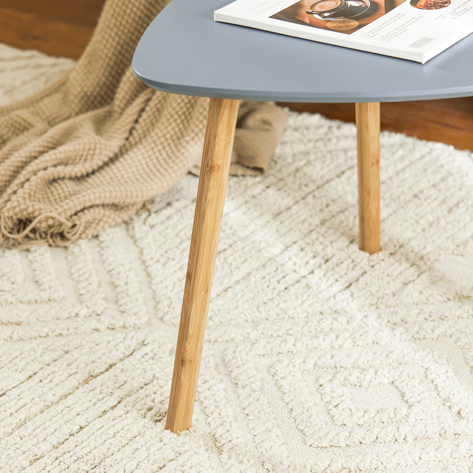 SoBuy FBT74-HG Bijzettafel, set van 2 bijzettafels met planken, salontafel,zettafel voor woonkamer, bamboe - Image 8