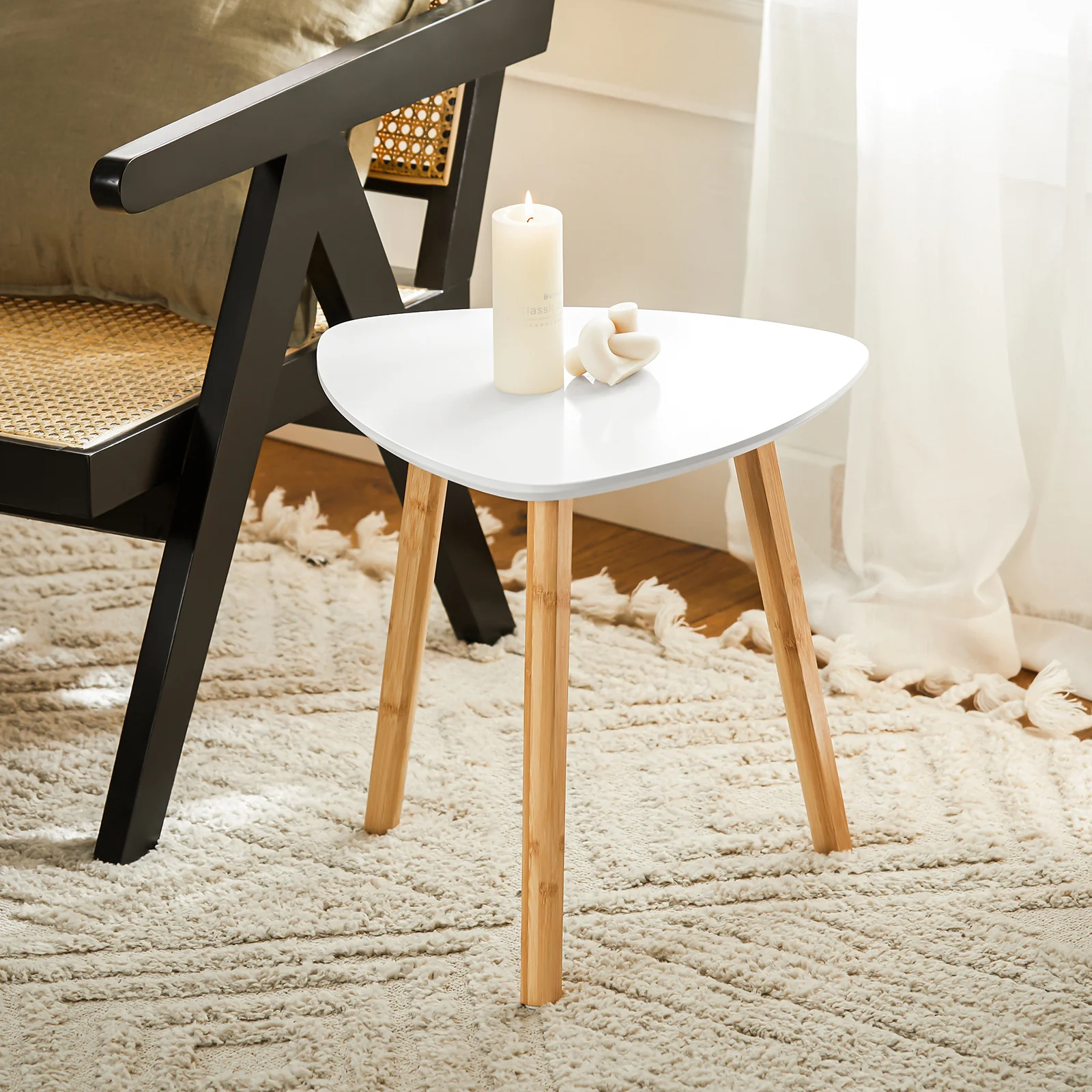 SoBuy FBT74-HG Bijzettafel, set van 2 bijzettafels met planken, salontafel,zettafel voor woonkamer, bamboe - Image 9