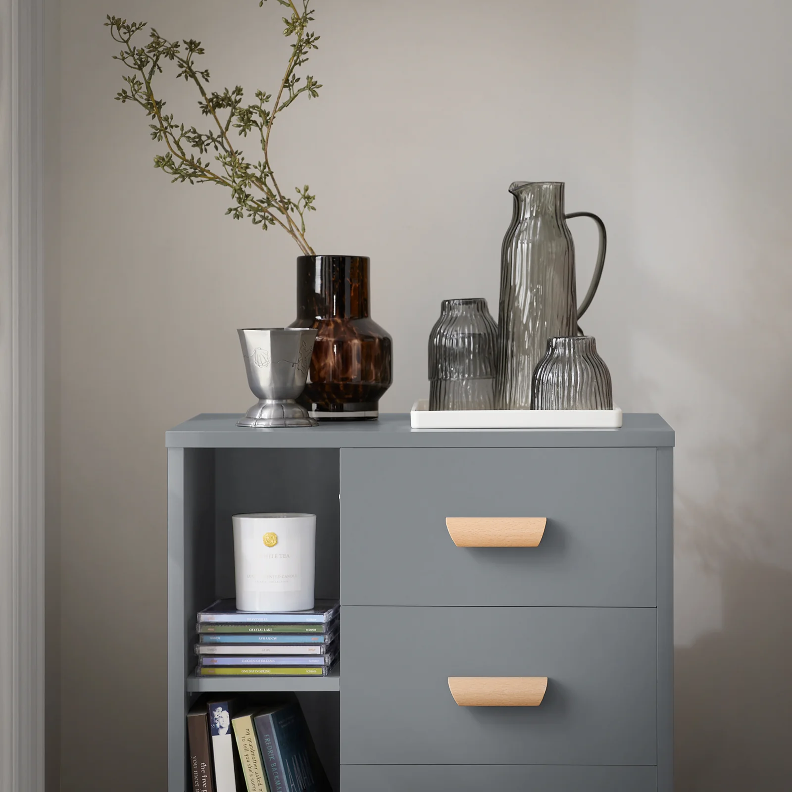 SoBuy FBT95-HG Side Table End of Sofa Nachtkastje Nachtkastje met 3 lades en 2 opbergplanken - Image 7