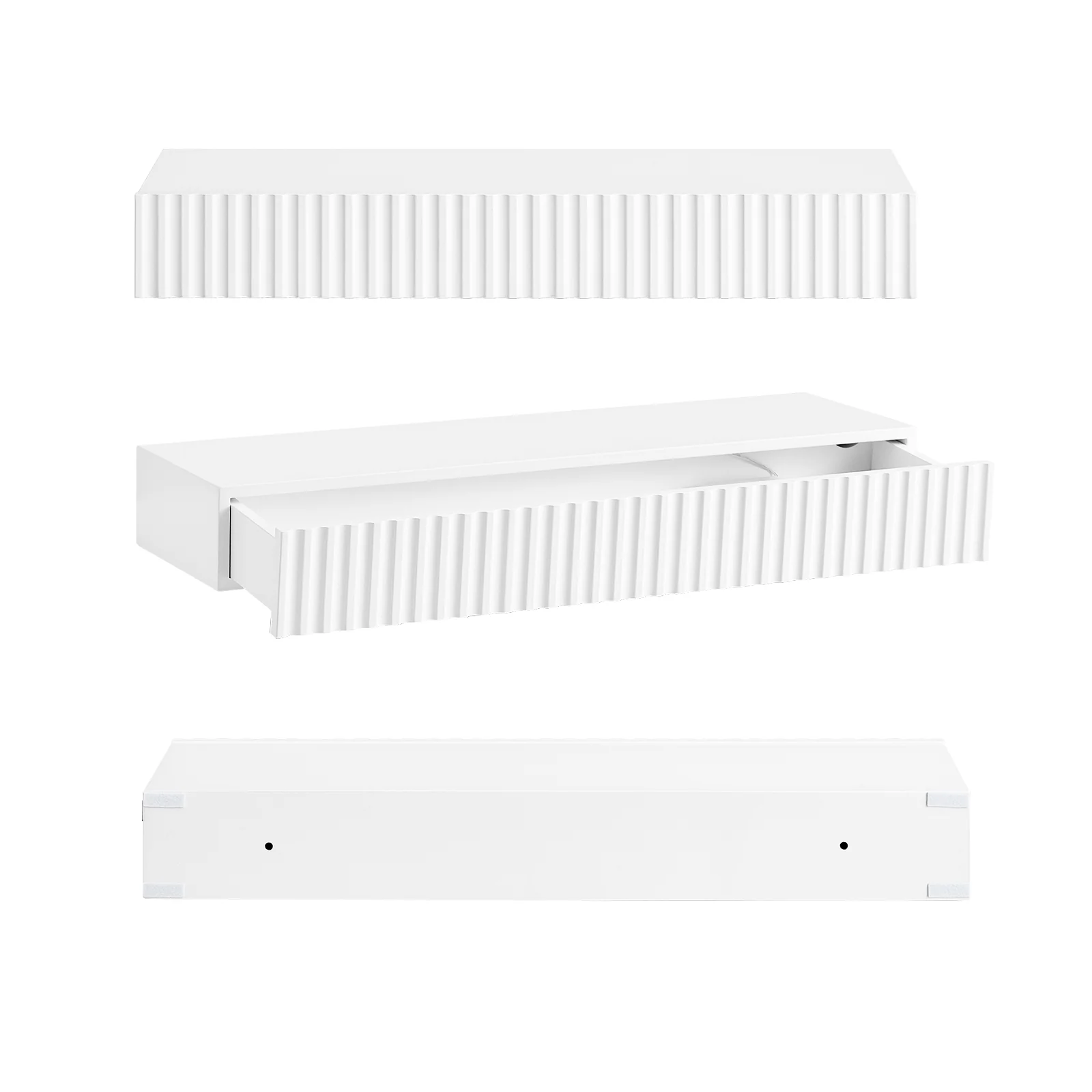 Pre-order SoBuy FHK38-W zwevende wandplank met lade & LED-bewegingssensor, wandplank voor slaapkamer, hal & woonkamer, batterijgevoed, B60 × D20 × H8 cm, wit - Image 11